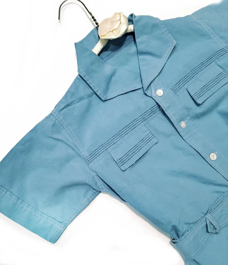 40s Vintage Boys Blue Cotton Two Piece Shorts Play Set - Image 3