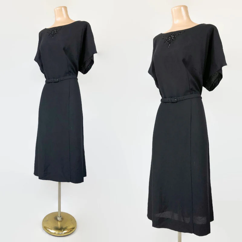 40s Vintage Rayon Crepe Curvy Volup Art-deco Dress - Image 5