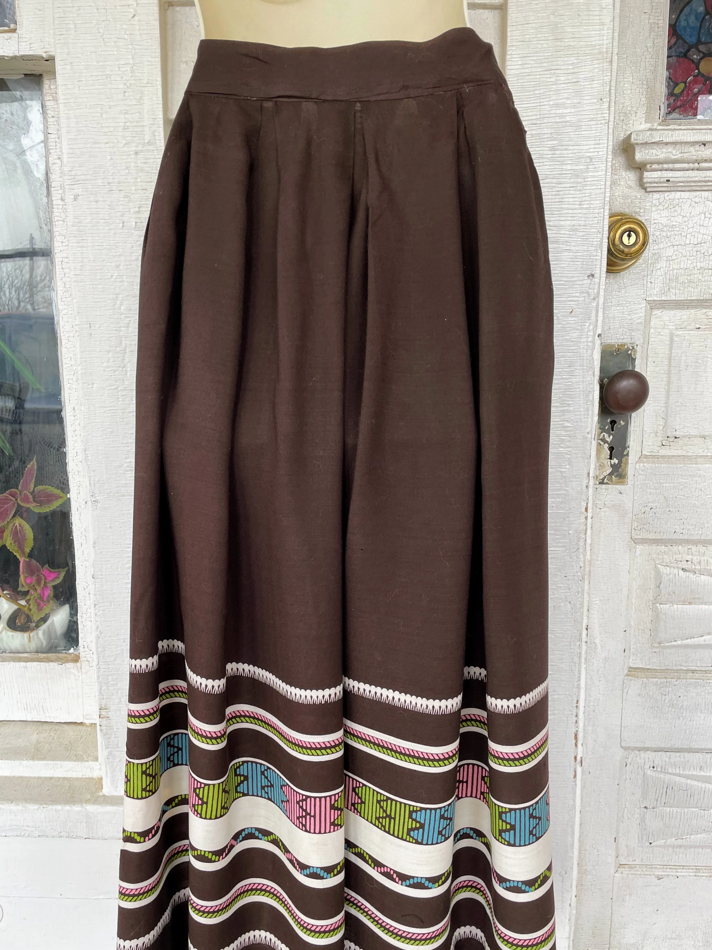 40s Vintage Skirt Brown Striped Bottom Full Style - Image 11
