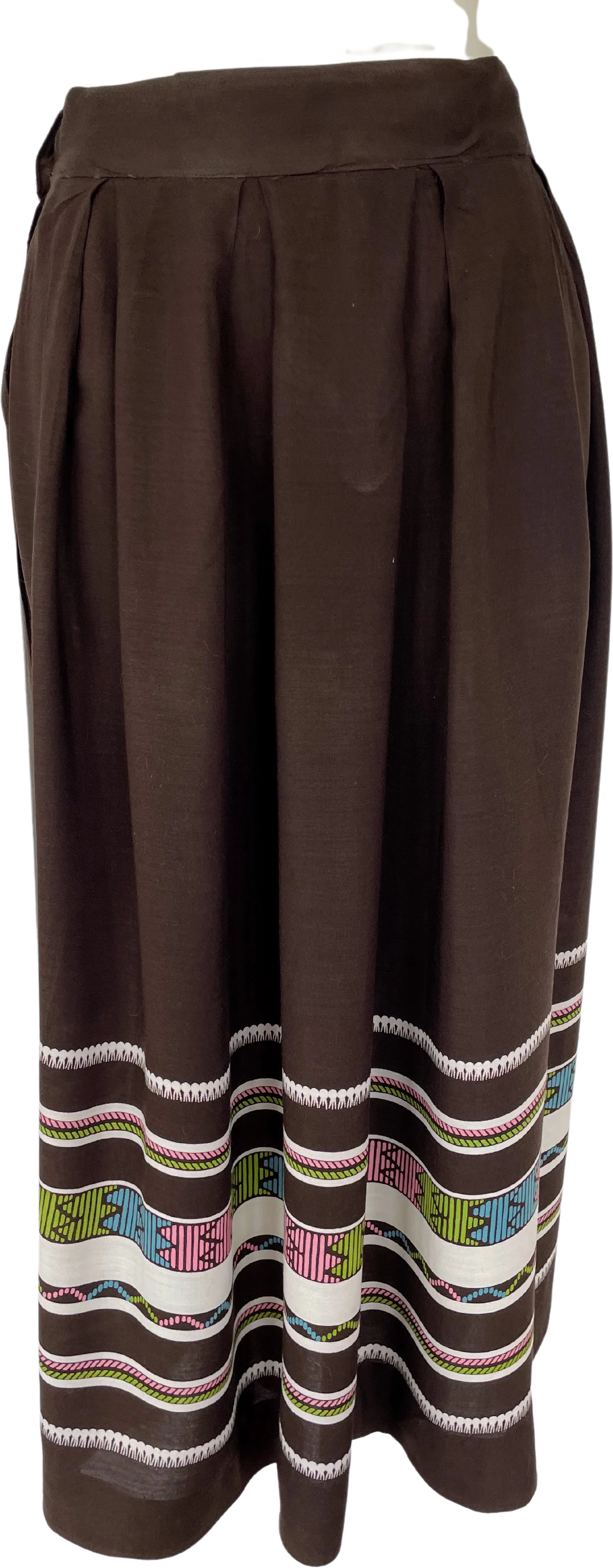 40s Vintage Skirt Brown Striped Bottom Full Style - Image 2