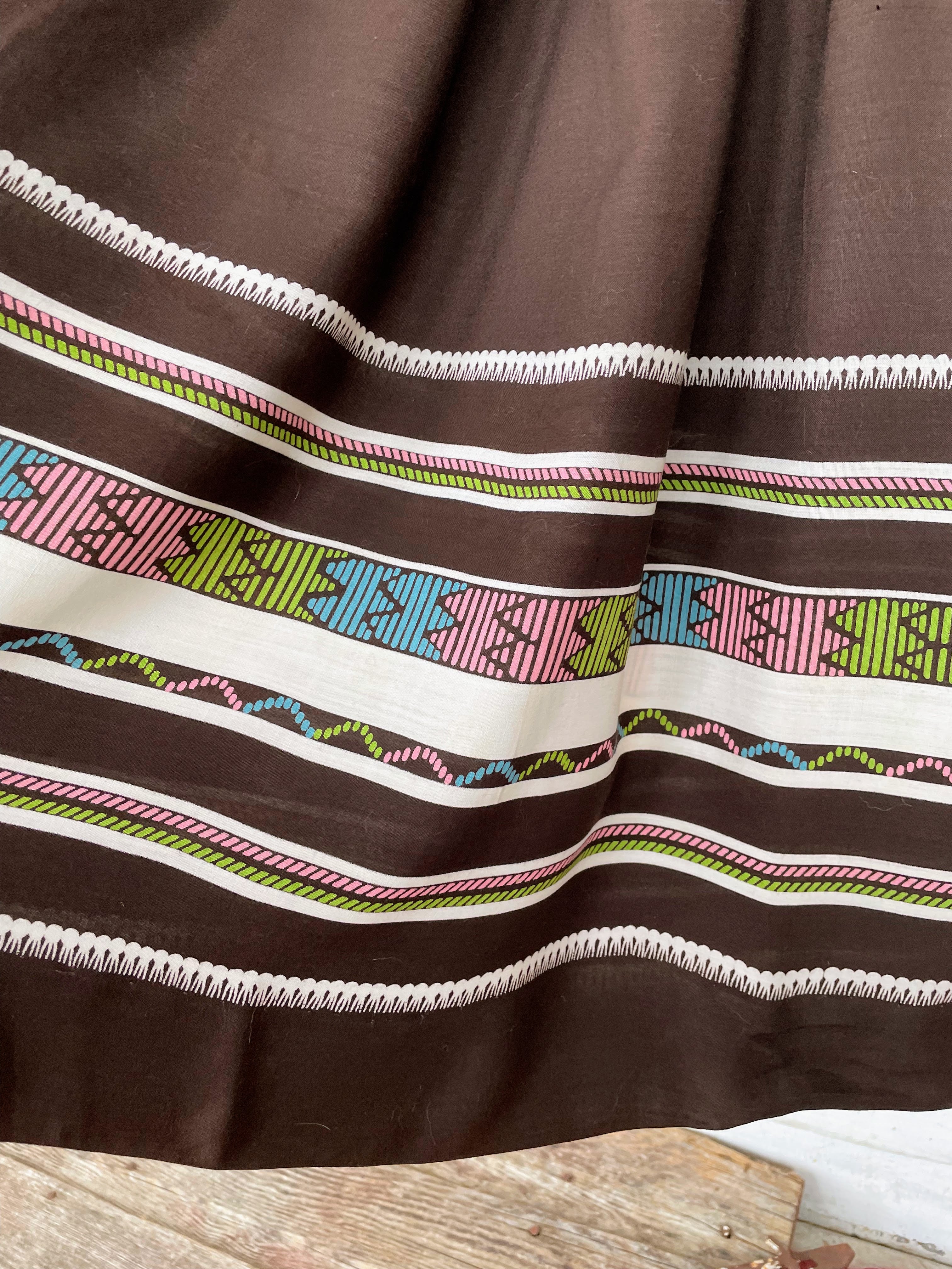 40s Vintage Skirt Brown Striped Bottom Full Style - Image 6