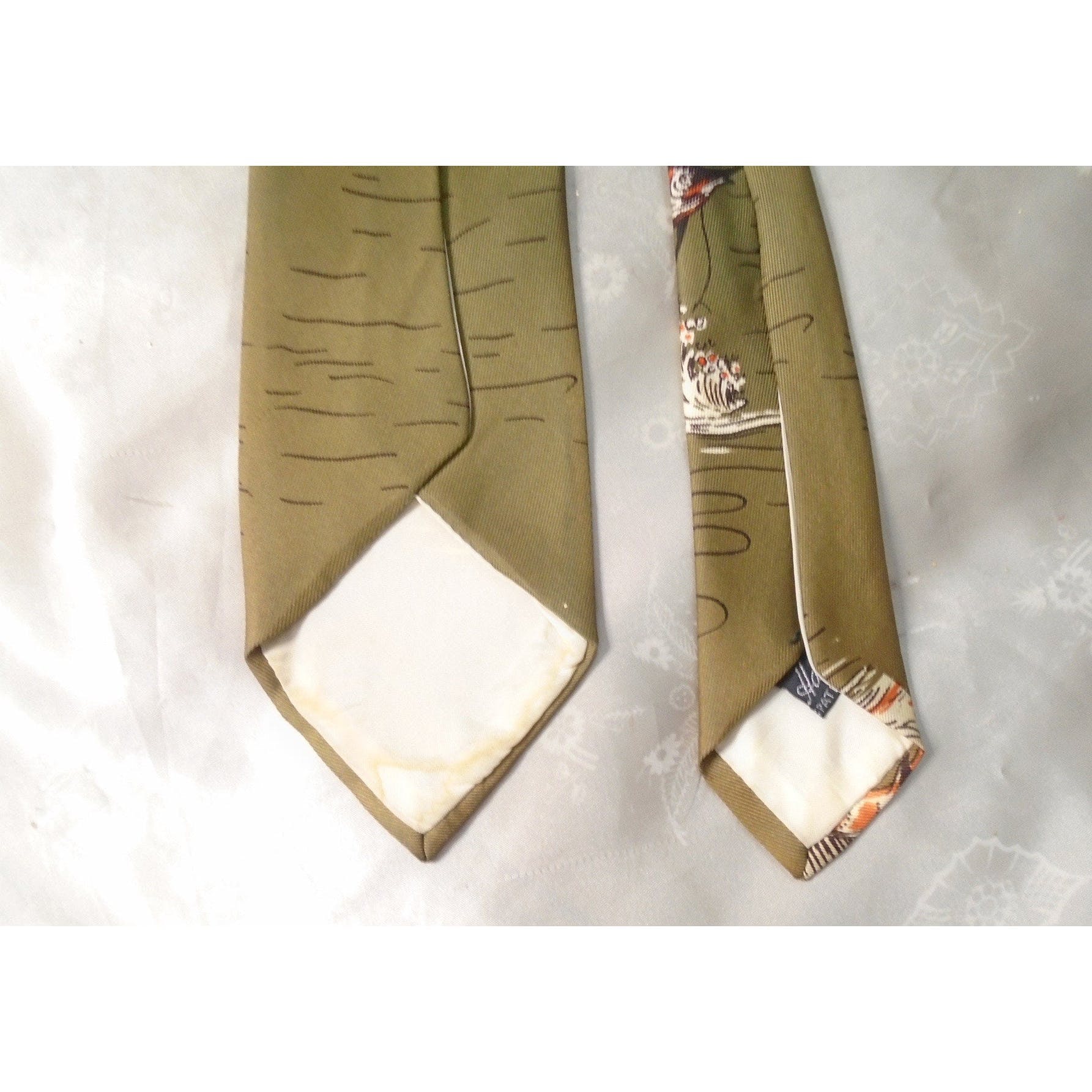 40s Wide Tie With Fishing Sport, Fisherman Kitschy By Haband - Image 2
