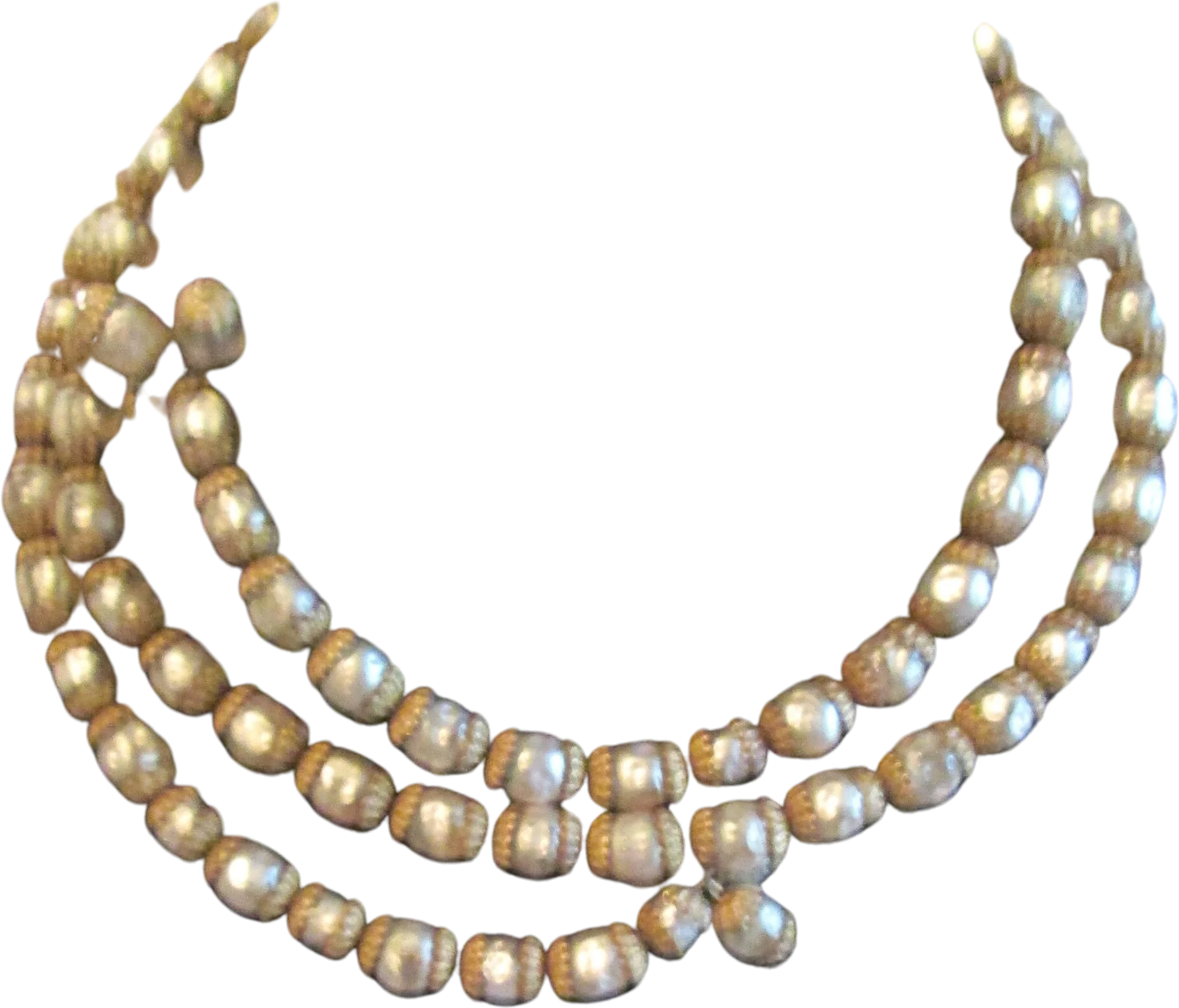 40s Wrap Around Choker Faux Pearl Gold Haskell Style Necklace - Image 6