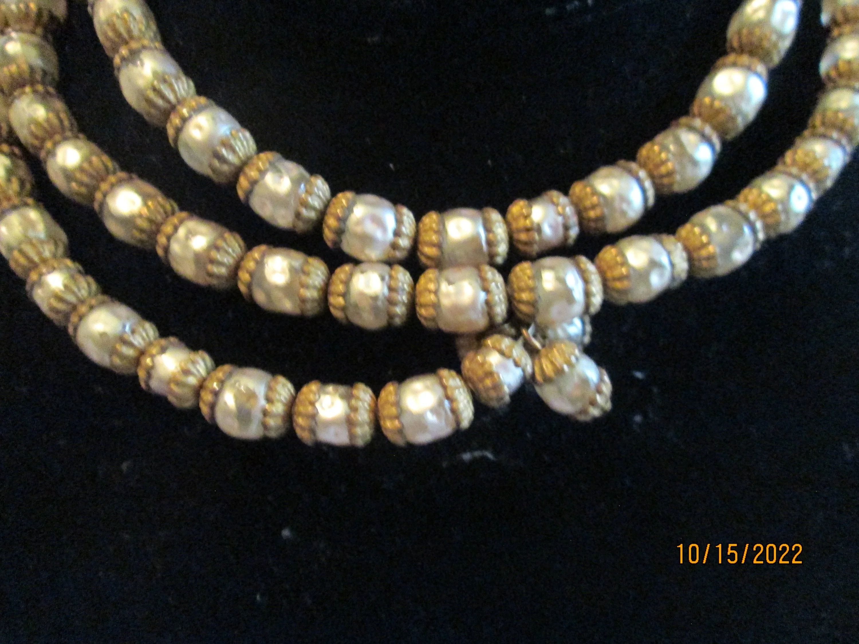 40s Wrap Around Choker Faux Pearl Gold Haskell Style Necklace - Image 7