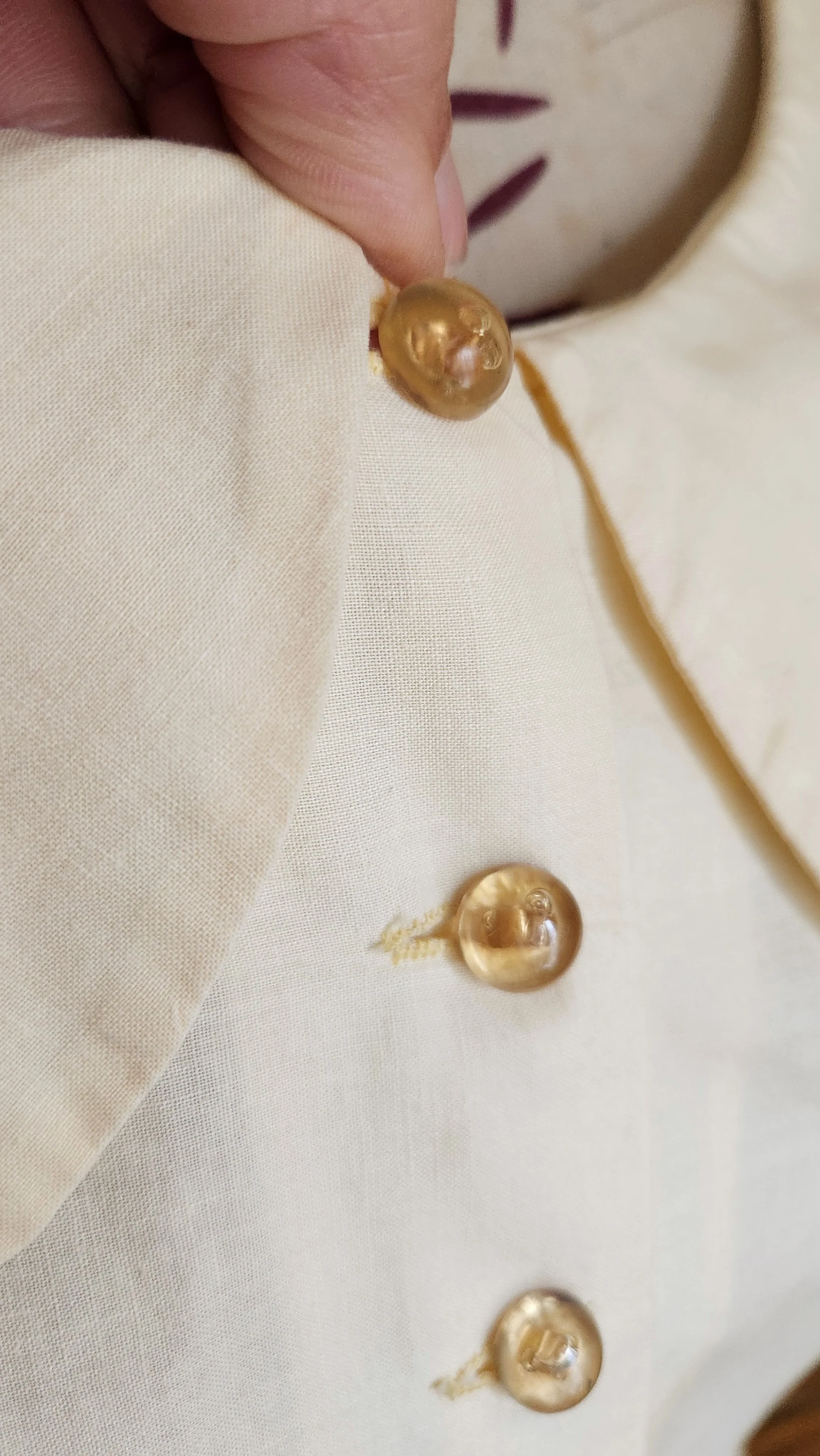 40s Yellow Cotton Shirtwaist Dress Bakelite Buttons - Image 7