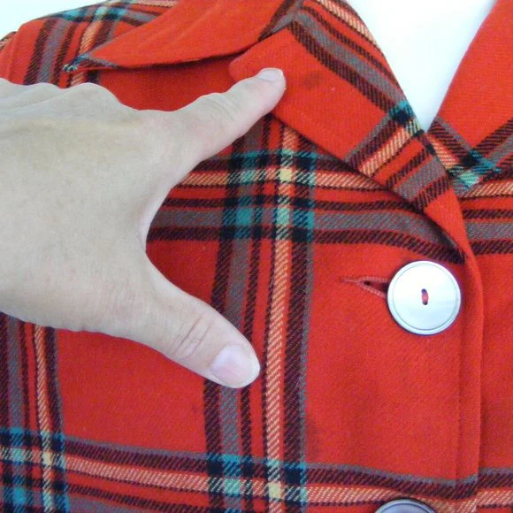 49'er Red Plaid Wool Shirt Jacket Shacket By Pendleton - Image 13