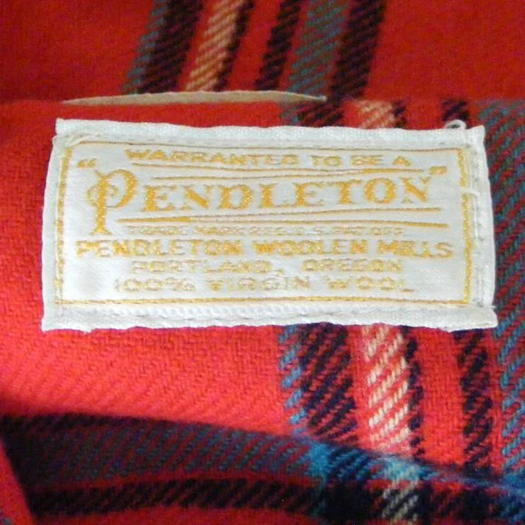 49'er Red Plaid Wool Shirt Jacket Shacket By Pendleton - Image 15