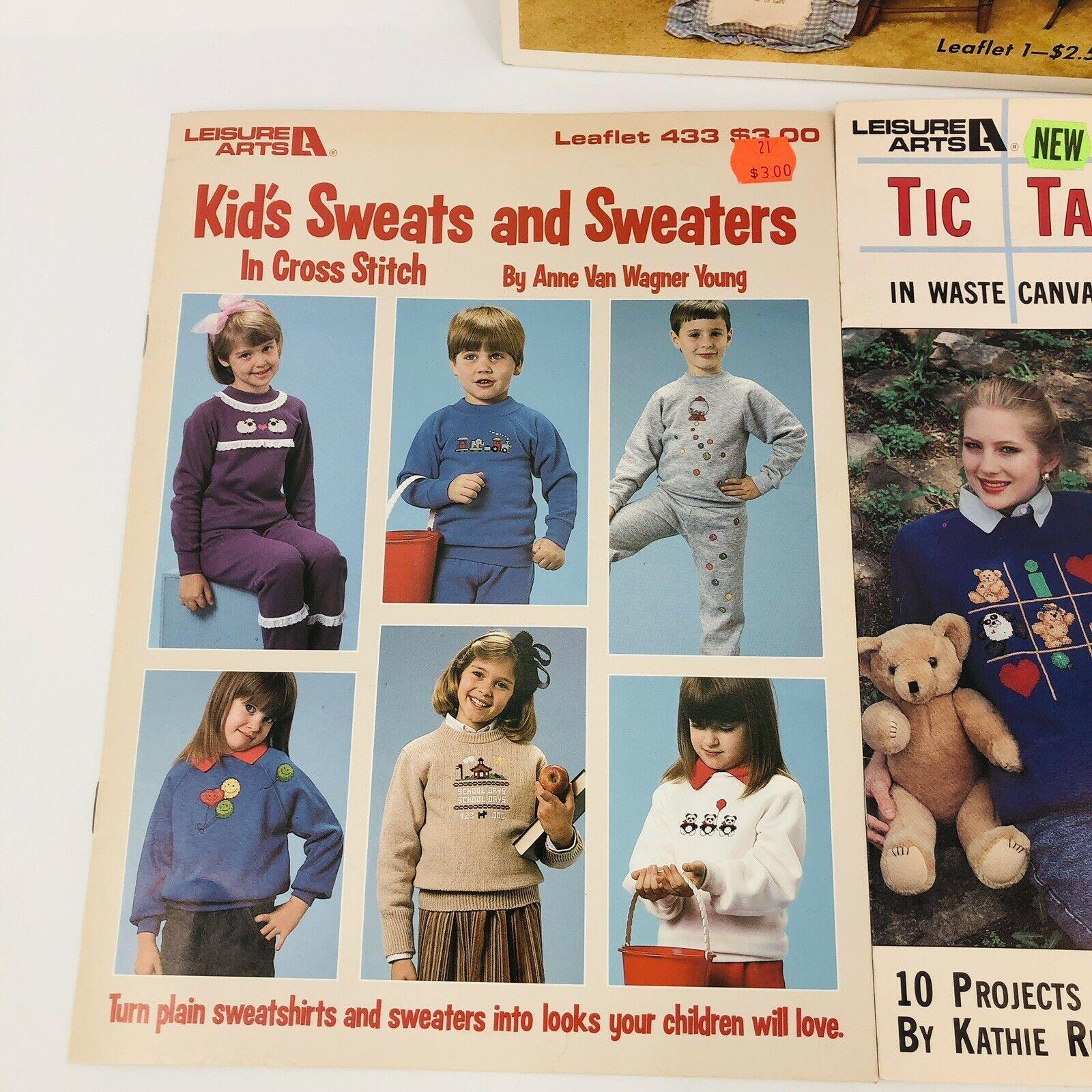 5 Cross Stitch Patterns Books and Booklets - Kids Sweatshirts Bookmarks Baby Bibs by Leisure Arts - Image 3