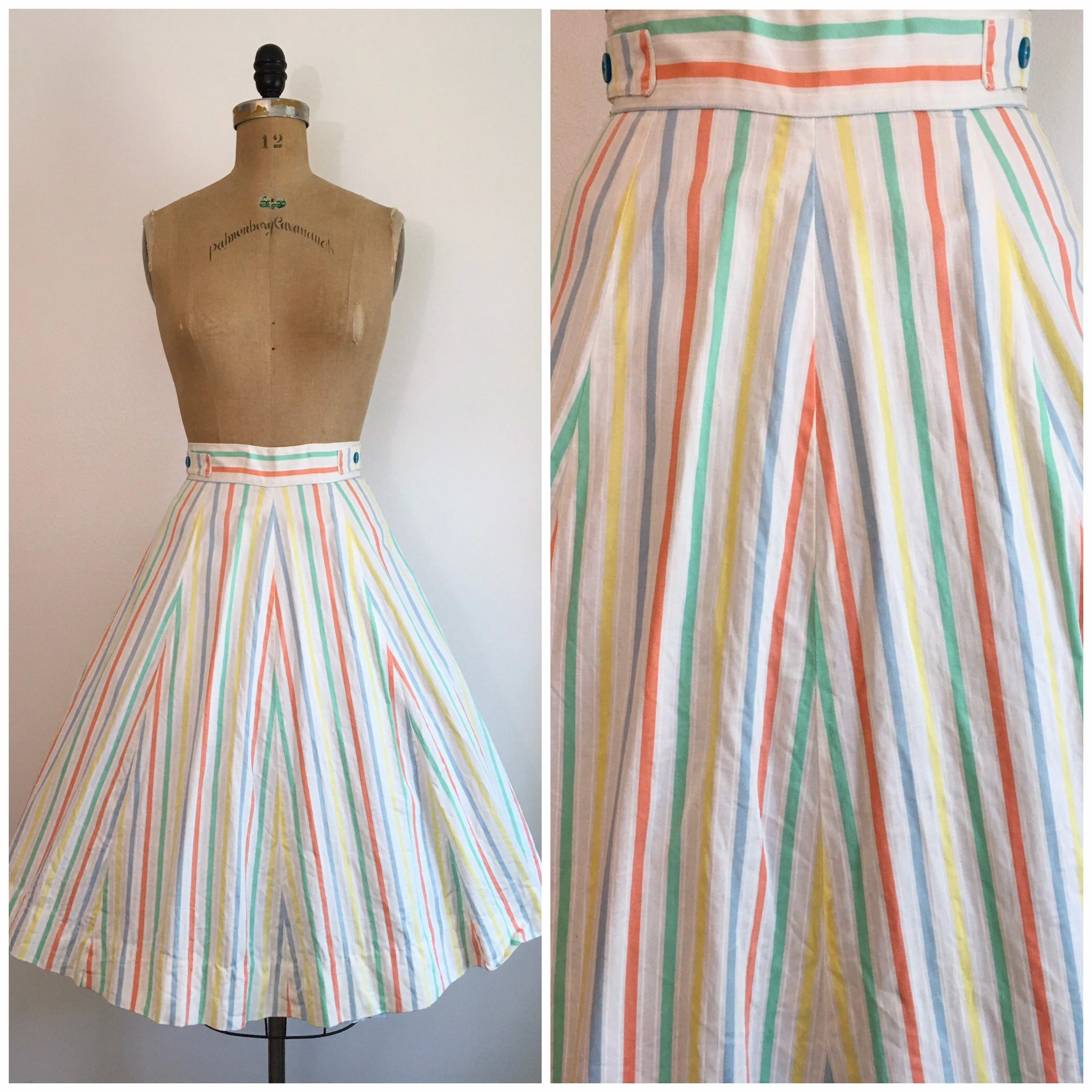 50’s Chevron Stripe A-Line Pastel Skirt - Image 3