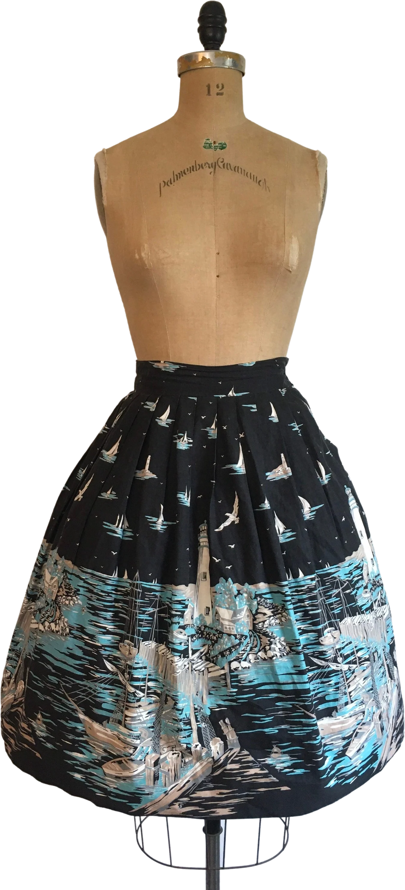 50’s Lighthouse Scenic Novelty Print Border Skirt