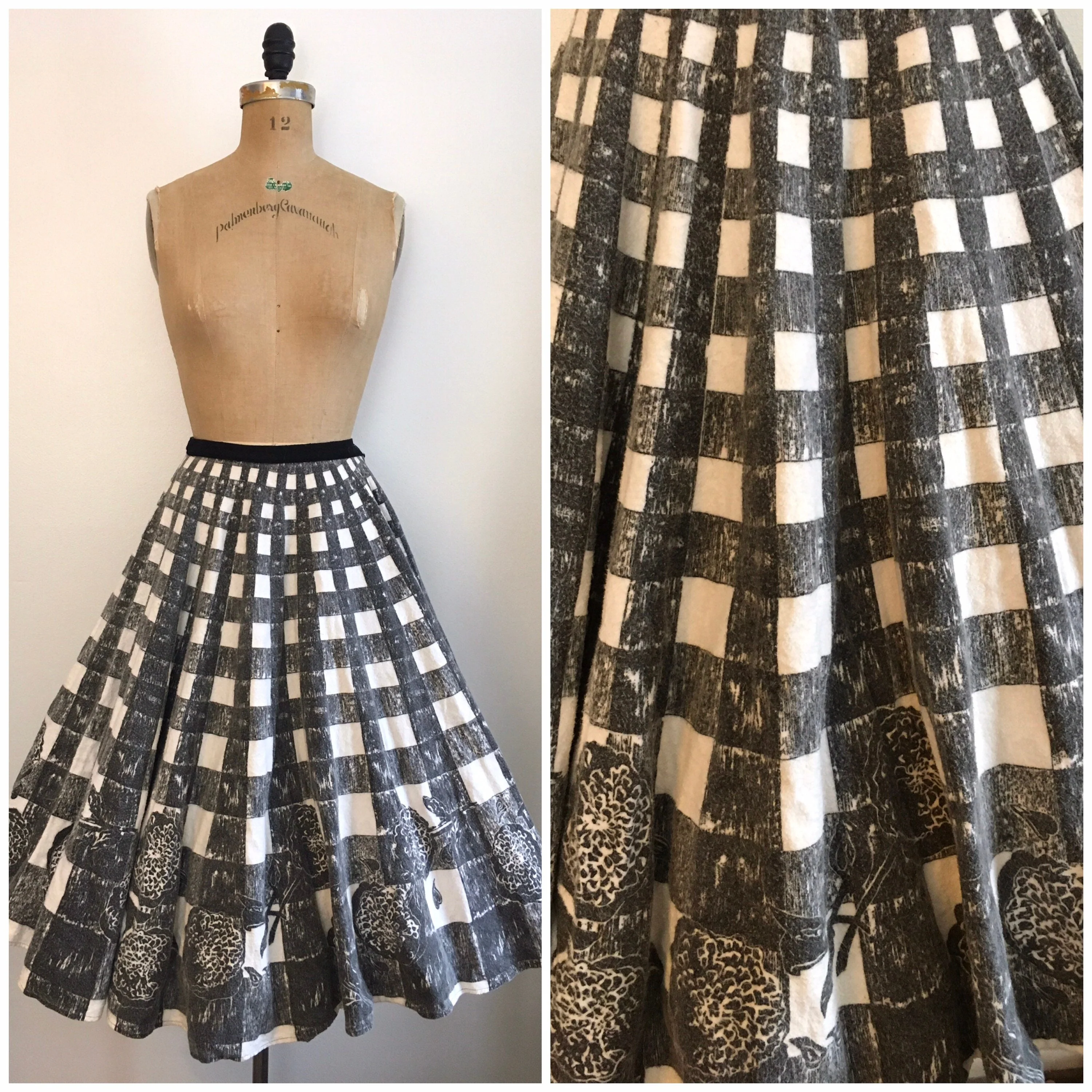 50’s Plaid Flannel Border Print Circle Skirt - Image 3