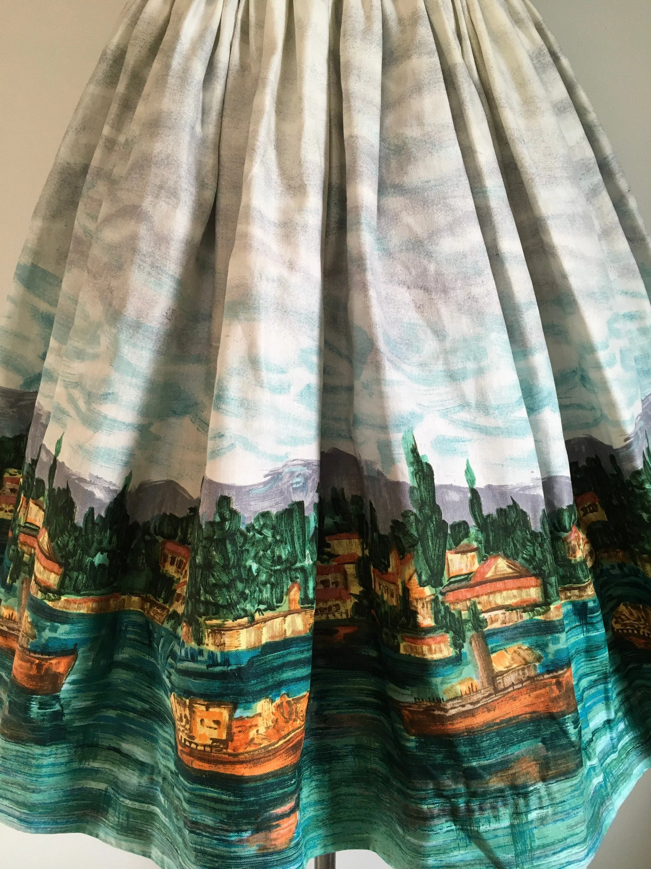 50’s Scenic Novelty Print Border Cotton Skirt - Image 5