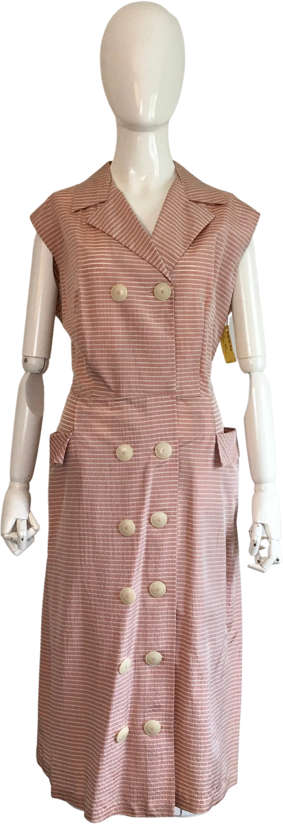 50’s Striped Button Down Sleveeless Summer Dress