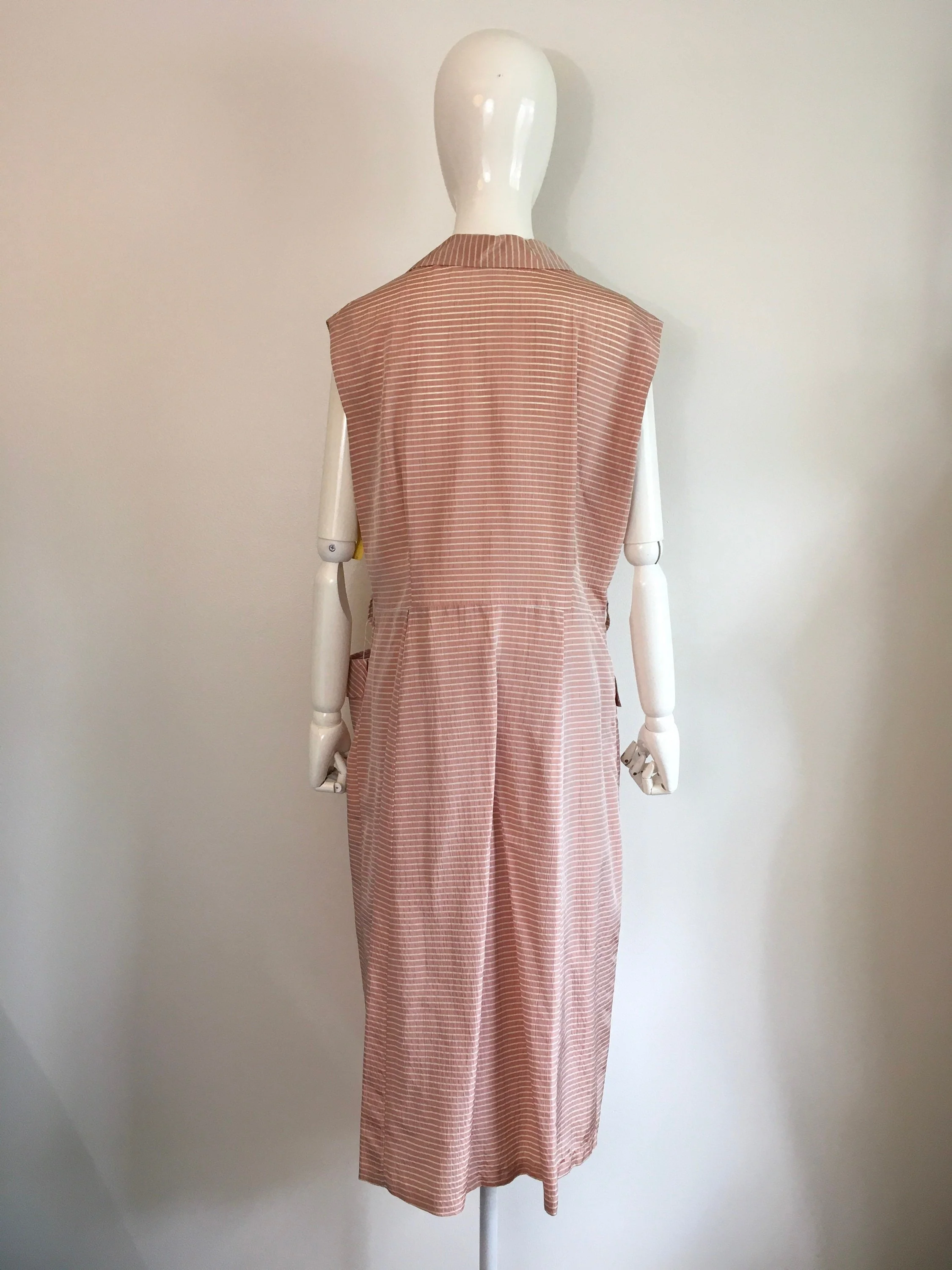 50’s Striped Button Down Sleveeless Summer Dress - Image 2