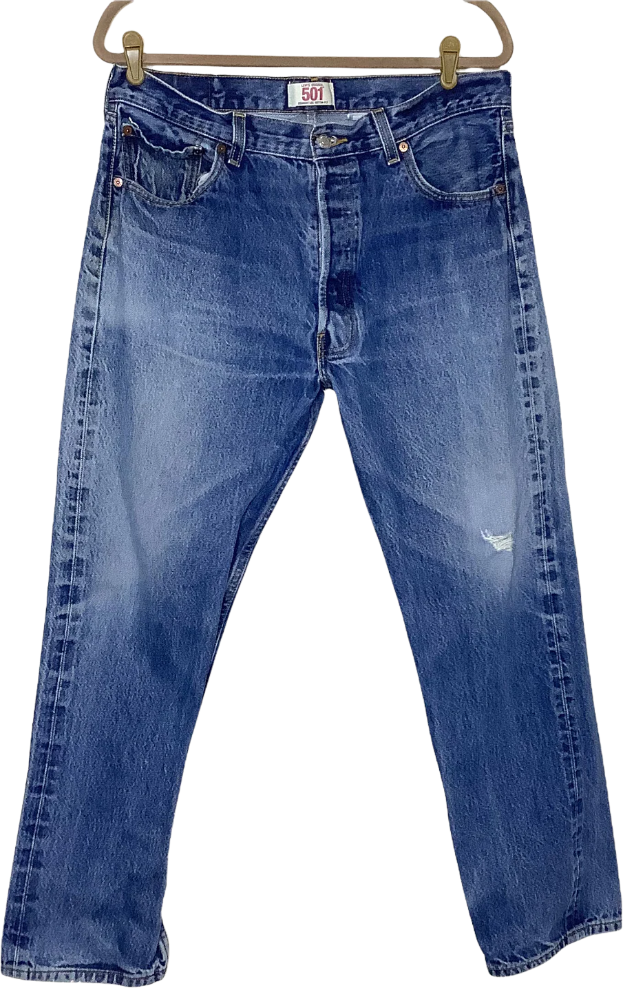 501 Jeans 00s Distressed Original Straight Leg Button Fly Grunge 34x29 by Levi's
