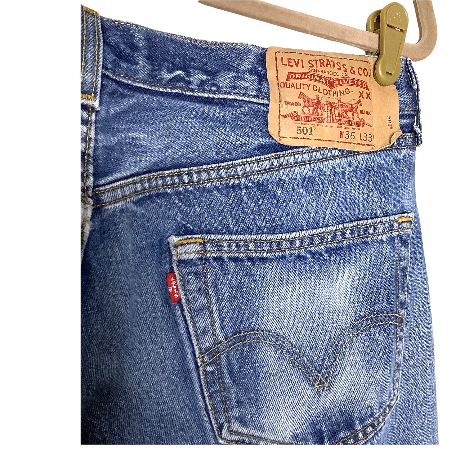 501 Jeans 00s Distressed Original Straight Leg Button Fly Grunge 34x29 by Levi's - Image 3