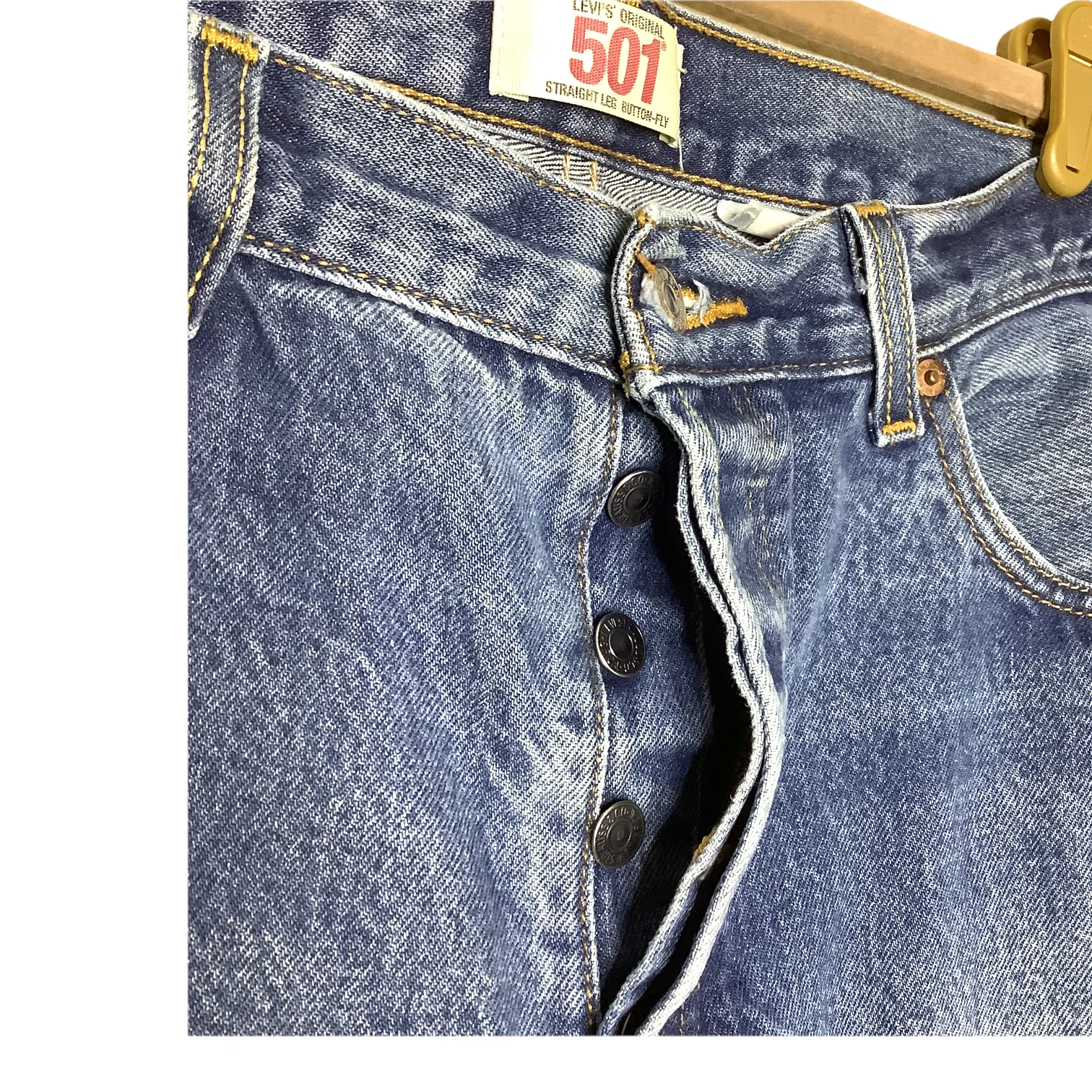 501 Jeans 00s Distressed Original Straight Leg Button Fly Grunge 34x29 by Levi's - Image 8