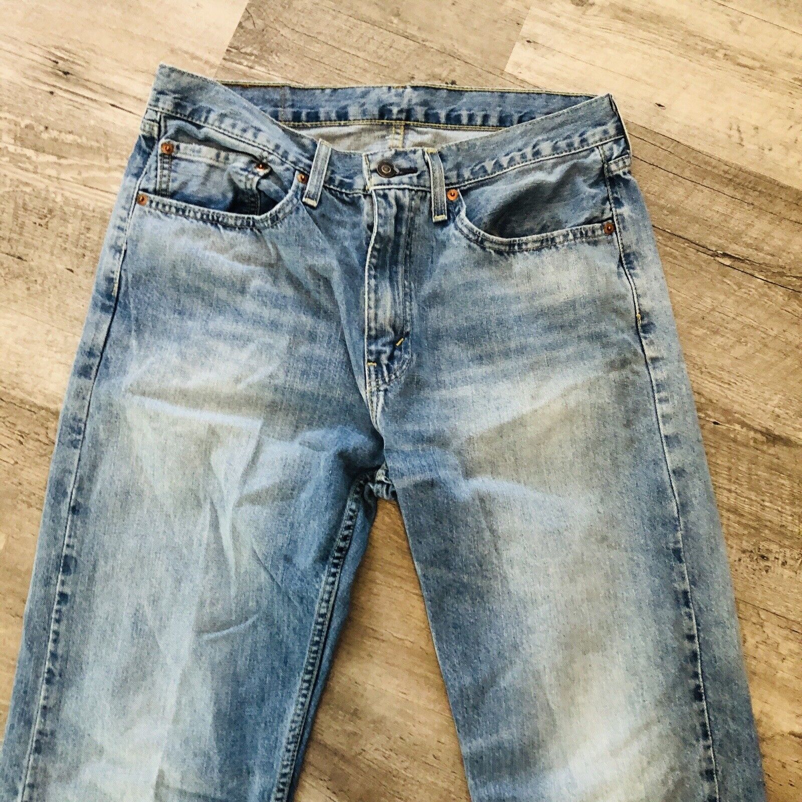 505 Men's Jeans 34 X 34 Regular Fit Straight Leg Light Blue Denim Red Tab by Levi's - Image 10