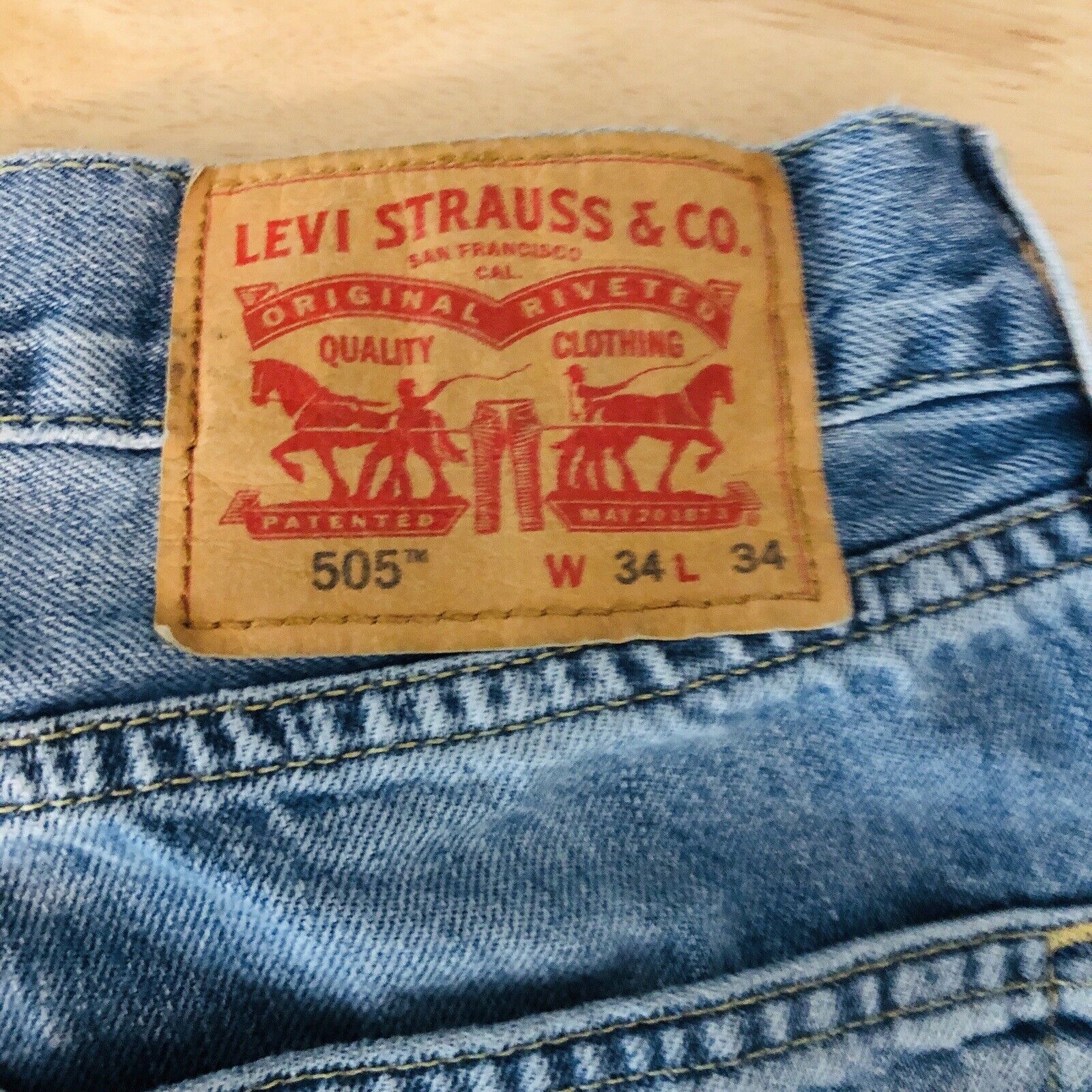 505 Men's Jeans 34 X 34 Regular Fit Straight Leg Light Blue Denim Red Tab by Levi's - Image 4