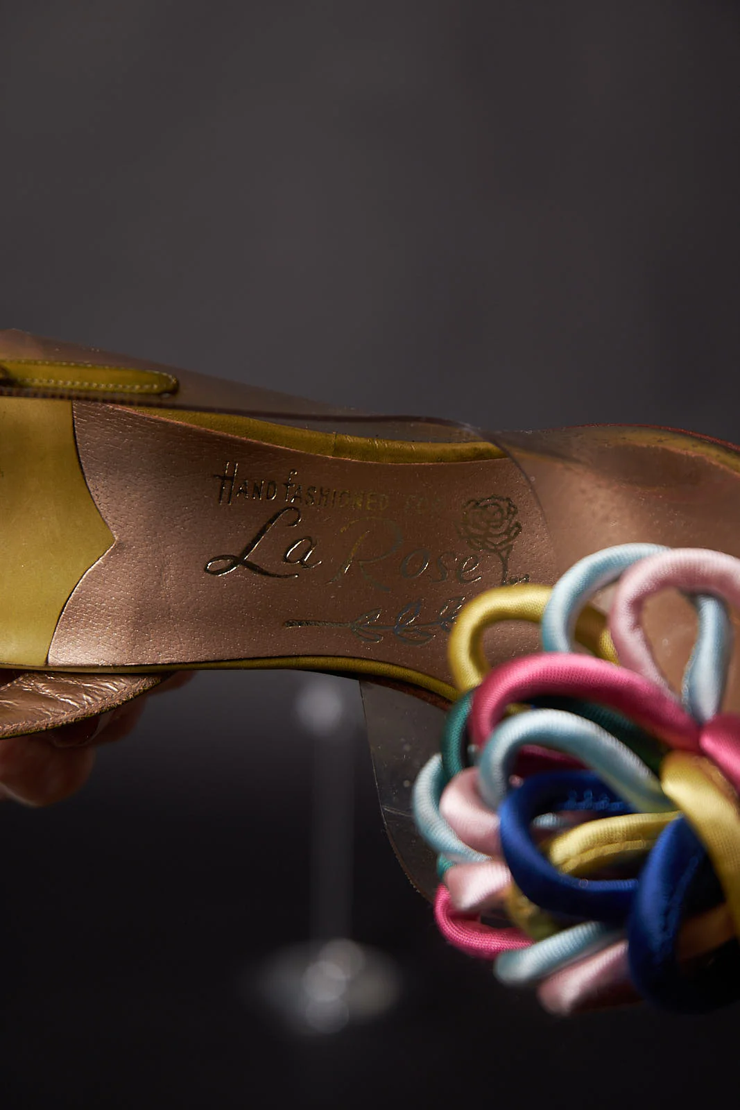 50s Clear Satin Colorful Bow Slingback Heels Shoes by John Jerro - Image 11