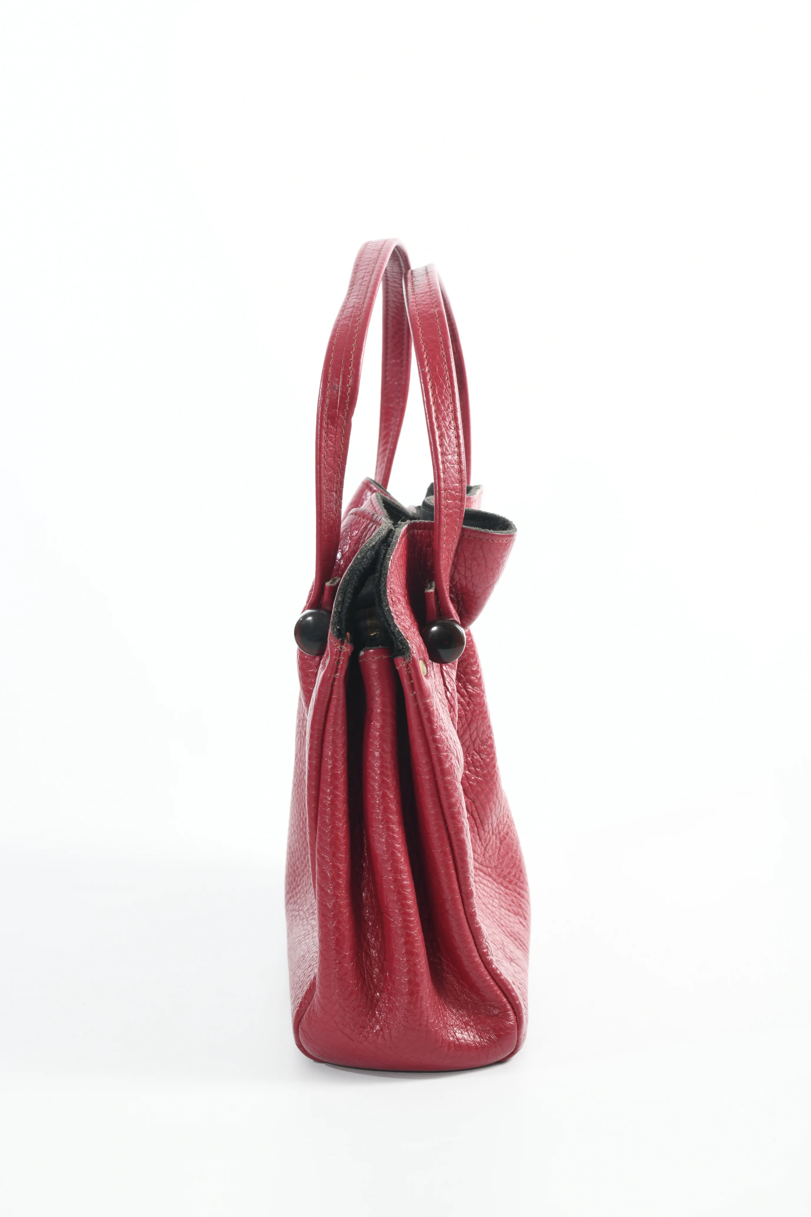 50s 50s Red Leather 3 Pocket Purse By Fashions by Margolin - Image 6