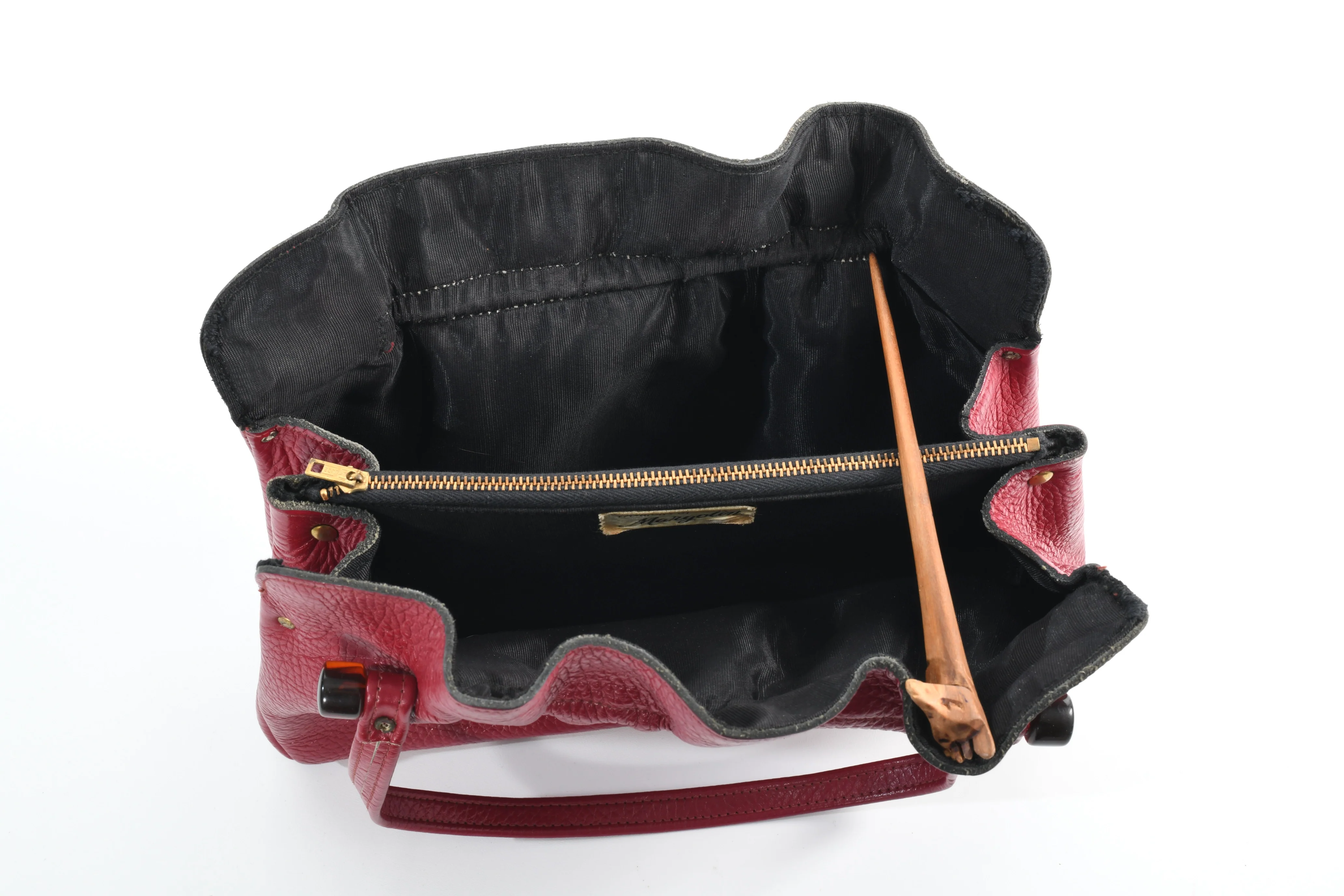 50s 50s Red Leather 3 Pocket Purse By Fashions by Margolin - Image 8