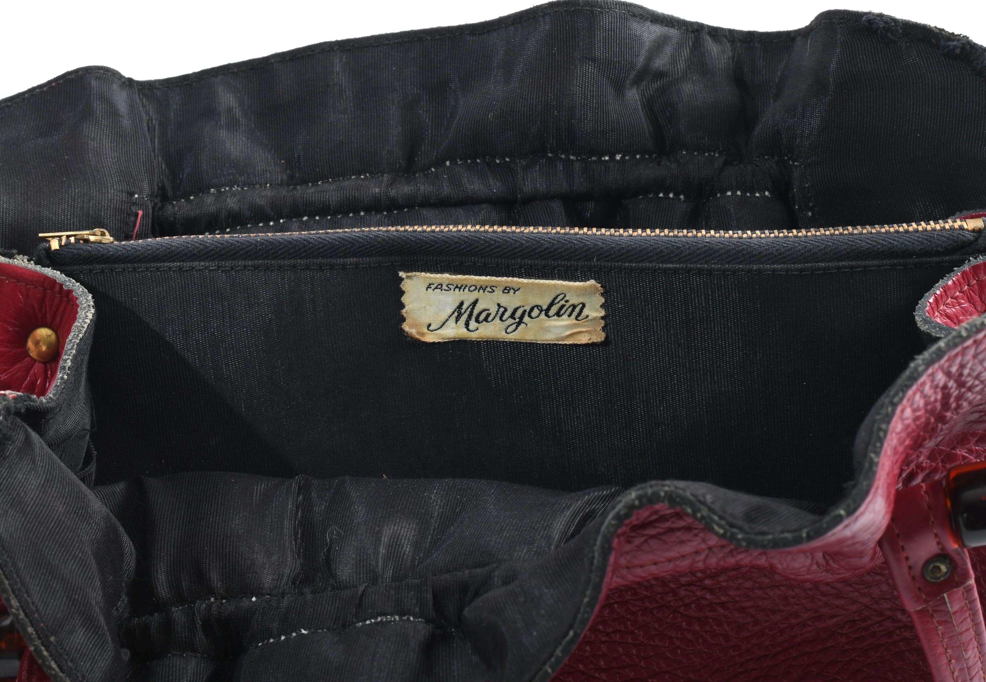 50s 50s Red Leather 3 Pocket Purse By Fashions by Margolin - Image 9