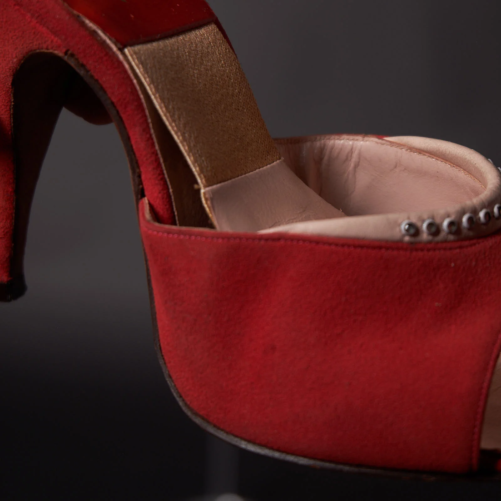 50s Red Suede Sprinolator Heels by Falenti - Image 8
