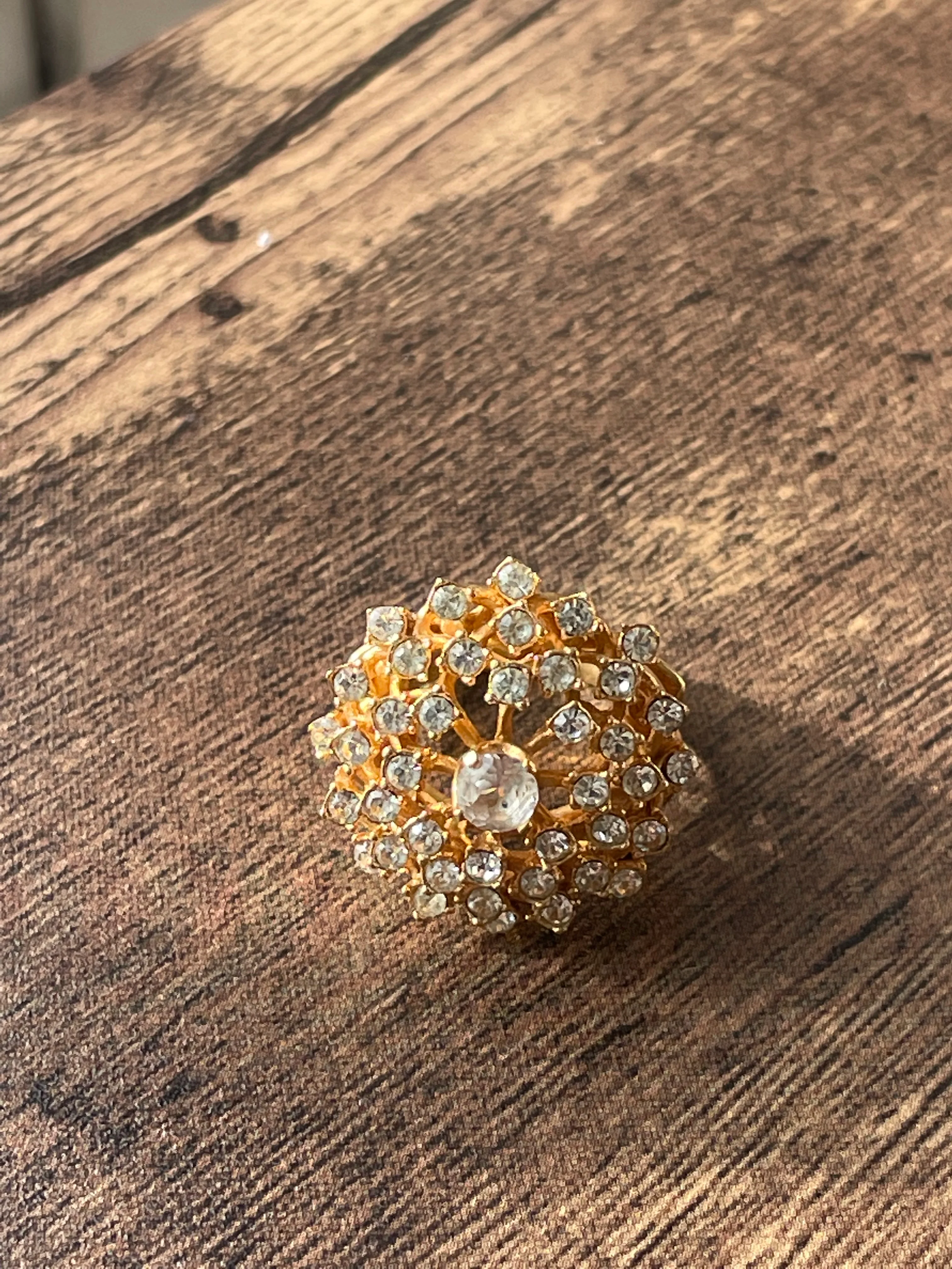 50s/60s 14k Gold Plated Cz Cocktail Ring - Image 3