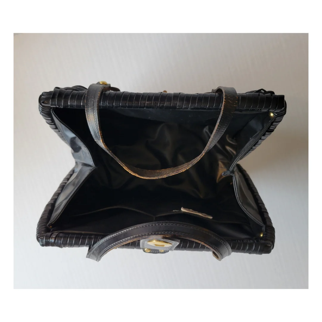 50s/60s 60s Midcentury Handwoven Handbag Purse - Image 3