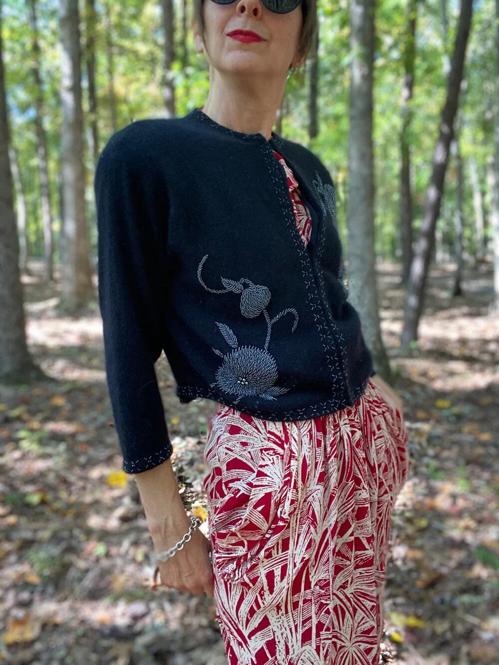 50s/60s Angora Blend Beaded Cardigan By Fab Lu - Image 4