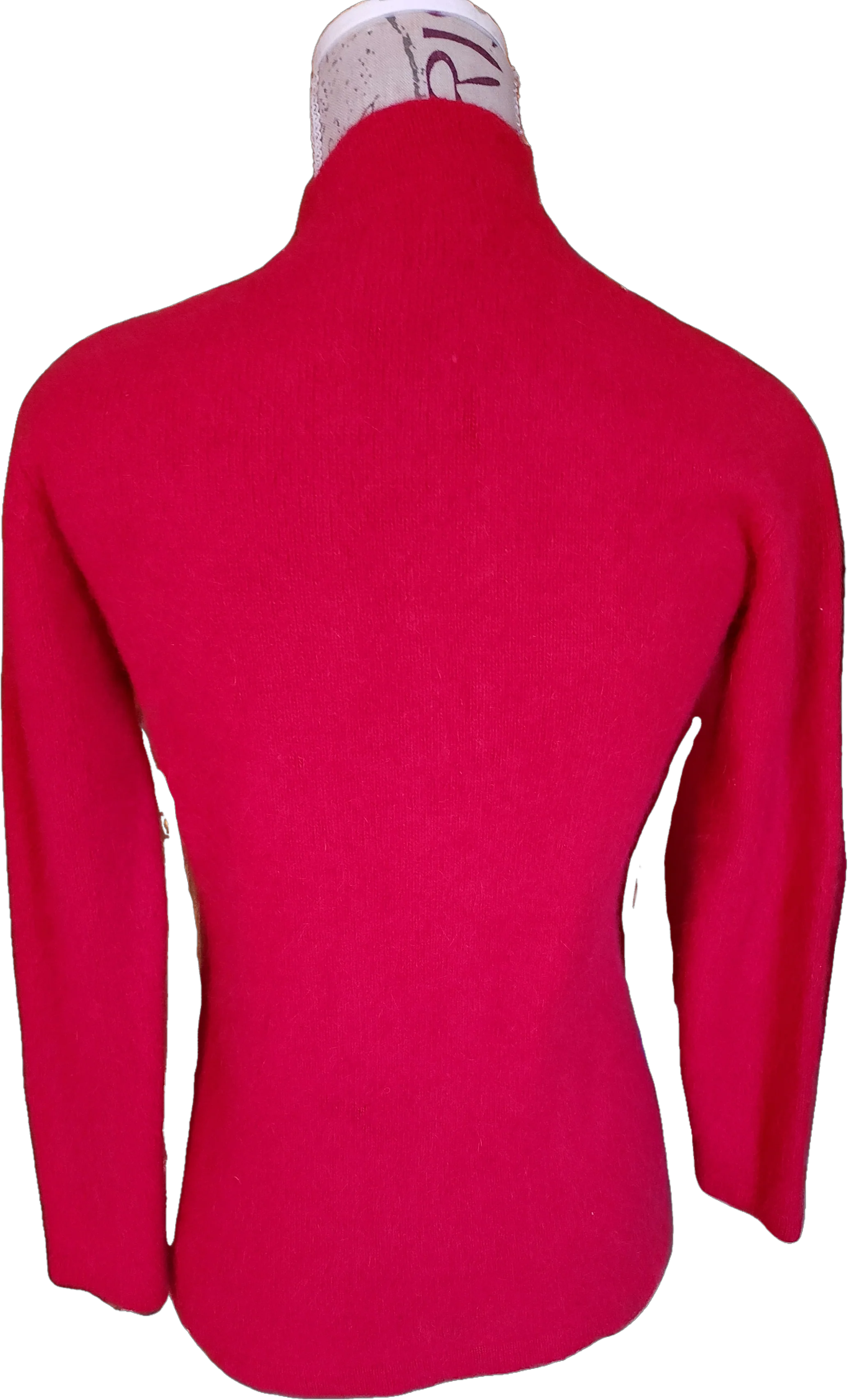 50s/60s Style Red Angora Sweater With Frog Closures by Panda - Image 2