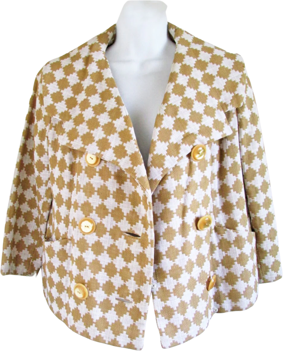 50s 60s Atomic Mod Gold and White Jacket From Ogden Mills for Fall Or Spring M