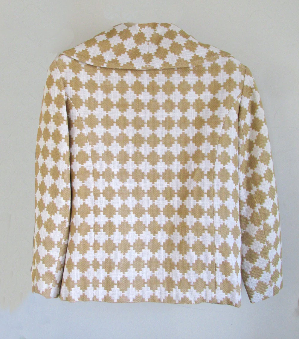 50s 60s Atomic Mod Gold and White Jacket From Ogden Mills for Fall Or Spring M - Image 3