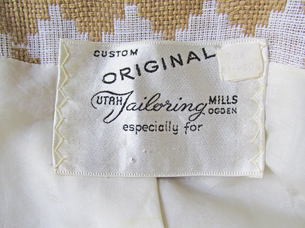 50s 60s Atomic Mod Gold and White Jacket From Ogden Mills for Fall Or Spring M - Image 5