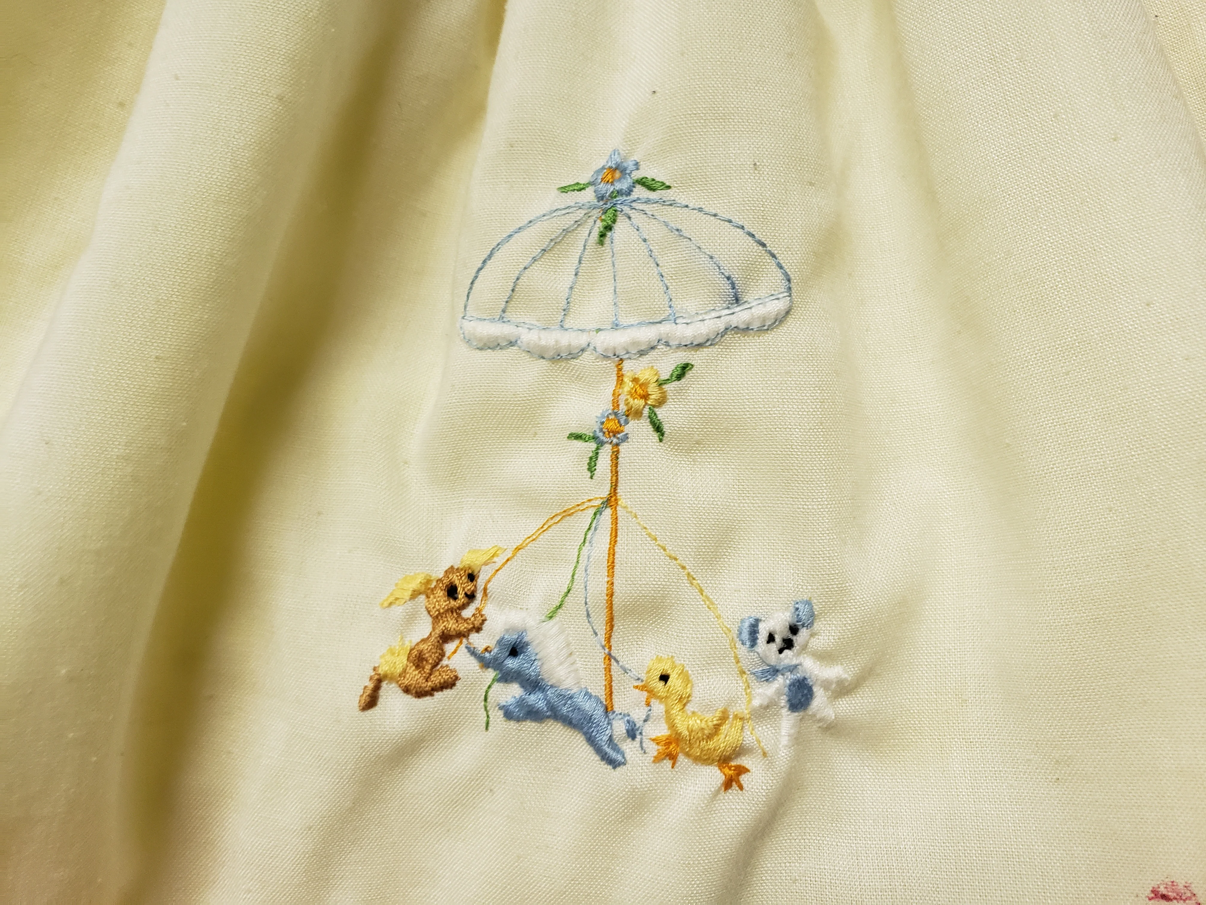 50s/60s Attached Embroidered Apron Baby Dress - Image 4