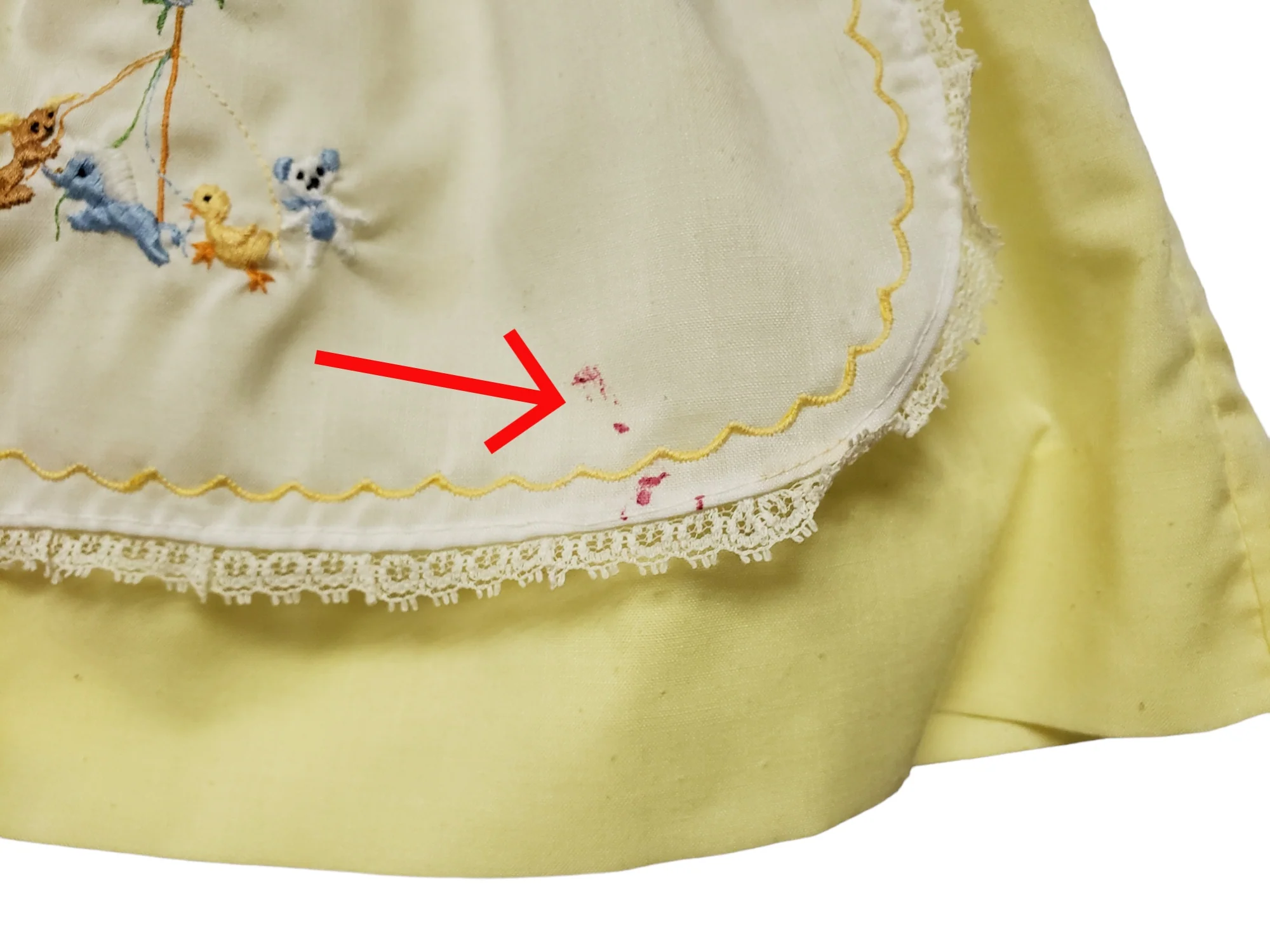 50s/60s Attached Embroidered Apron Baby Dress - Image 7