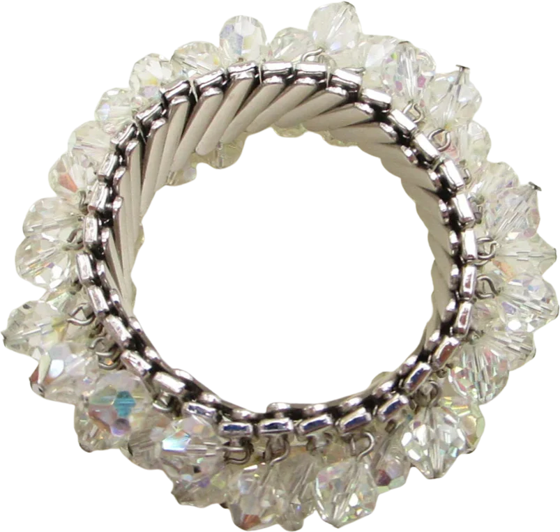 50s/60s Aurora Borealis Bead Cha-cha Expansion Bracelet By Japan - Image 2