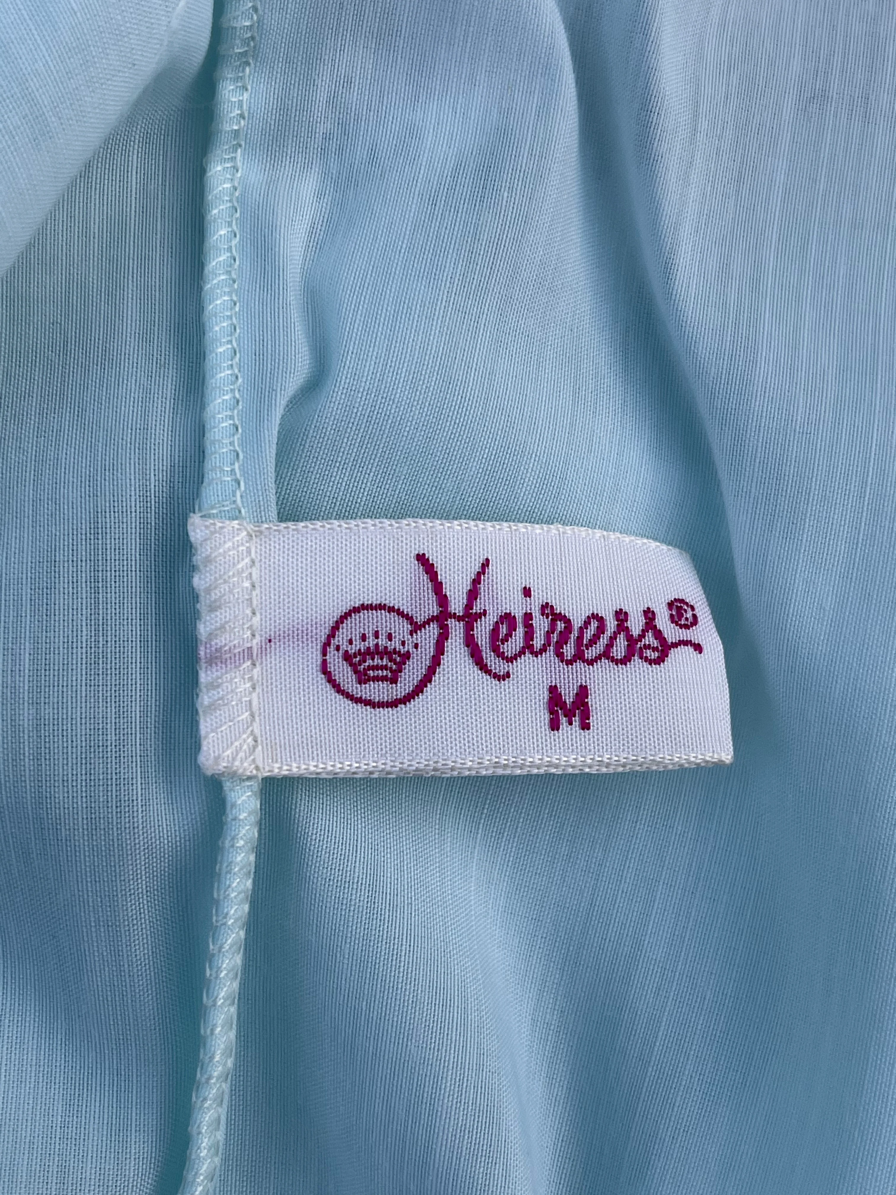 50s/60s Baby Blue Nightgown With Pink Embroidered Flowers By Heiress - Image 8