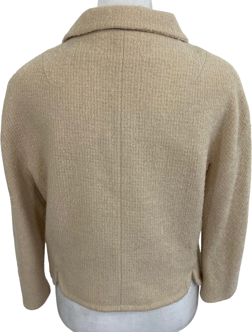 50s/60s Beige Textured Wool Large Button Cropped Jacket By Talbot - Image 2