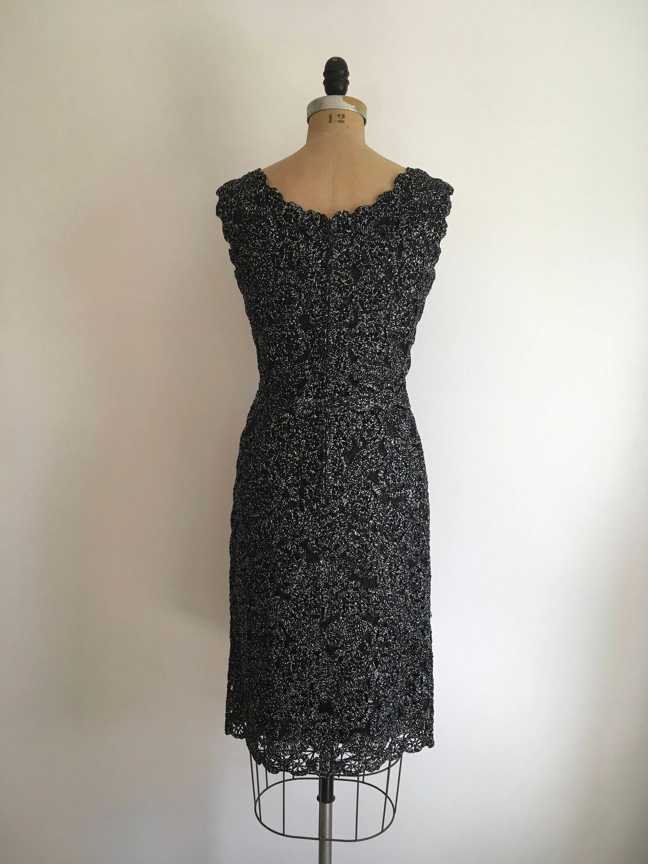 50's/60's Black and Silver Raffia Wiggle Dress - Image 2