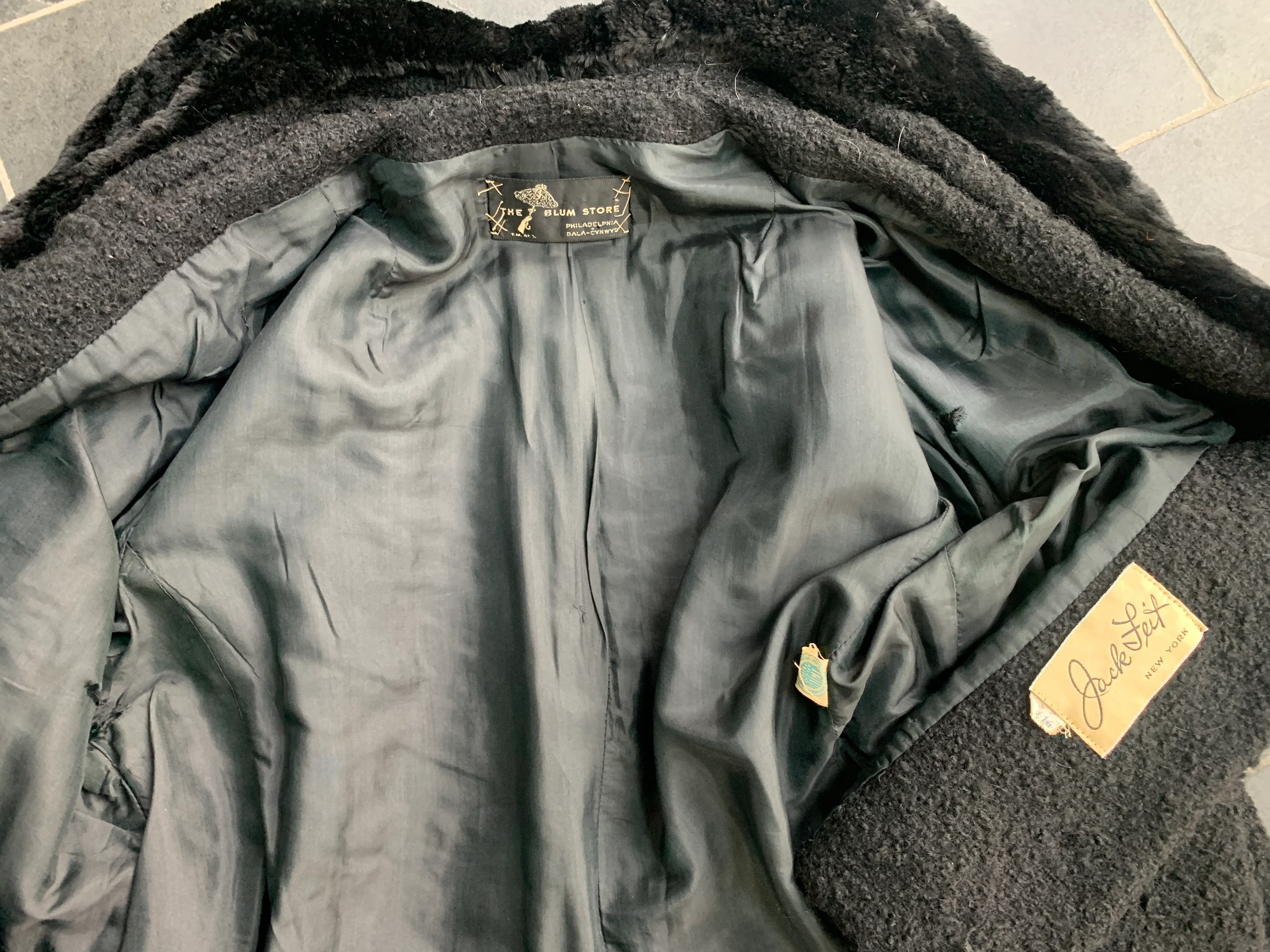 50s/60s Black Boucle Wool Fur Collar And Cuffs Jacket By Jack Feit - Image 10