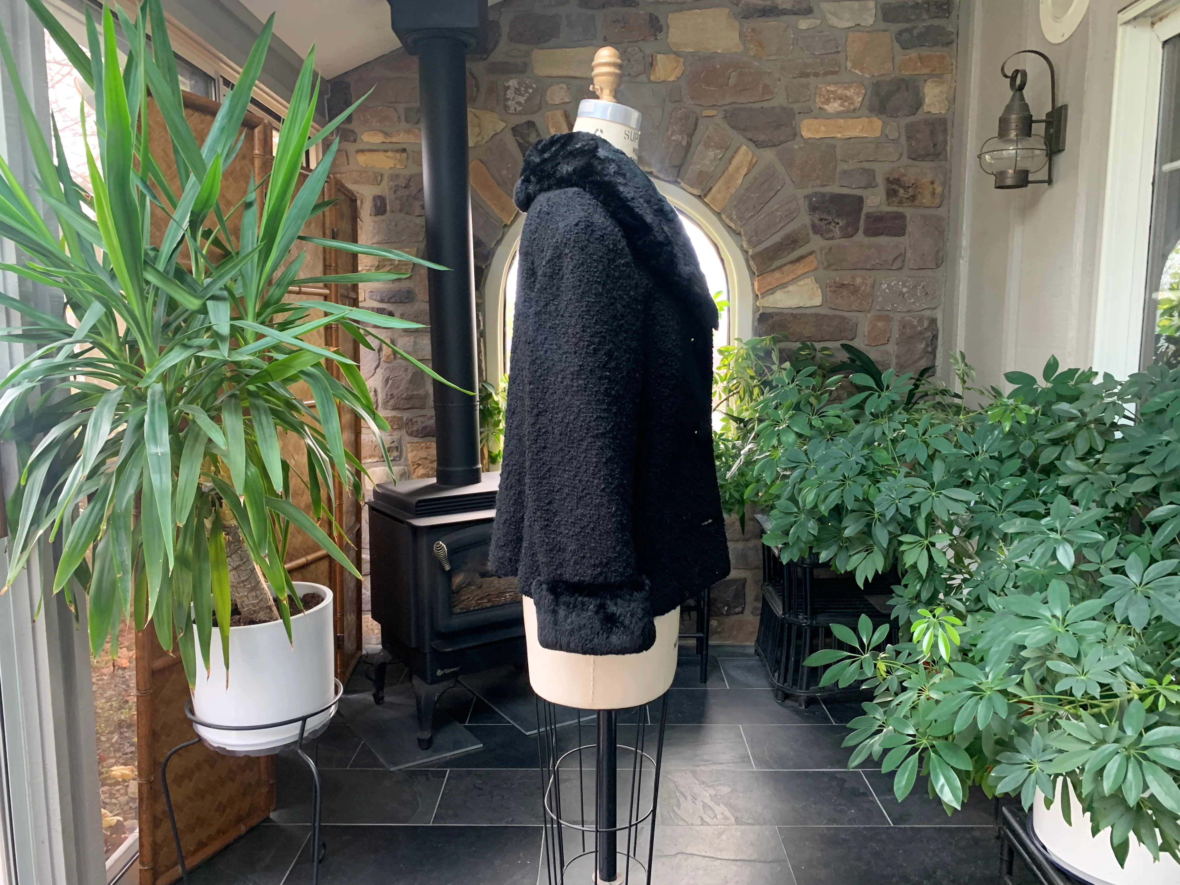 50s/60s Black Boucle Wool Fur Collar And Cuffs Jacket By Jack Feit - Image 8
