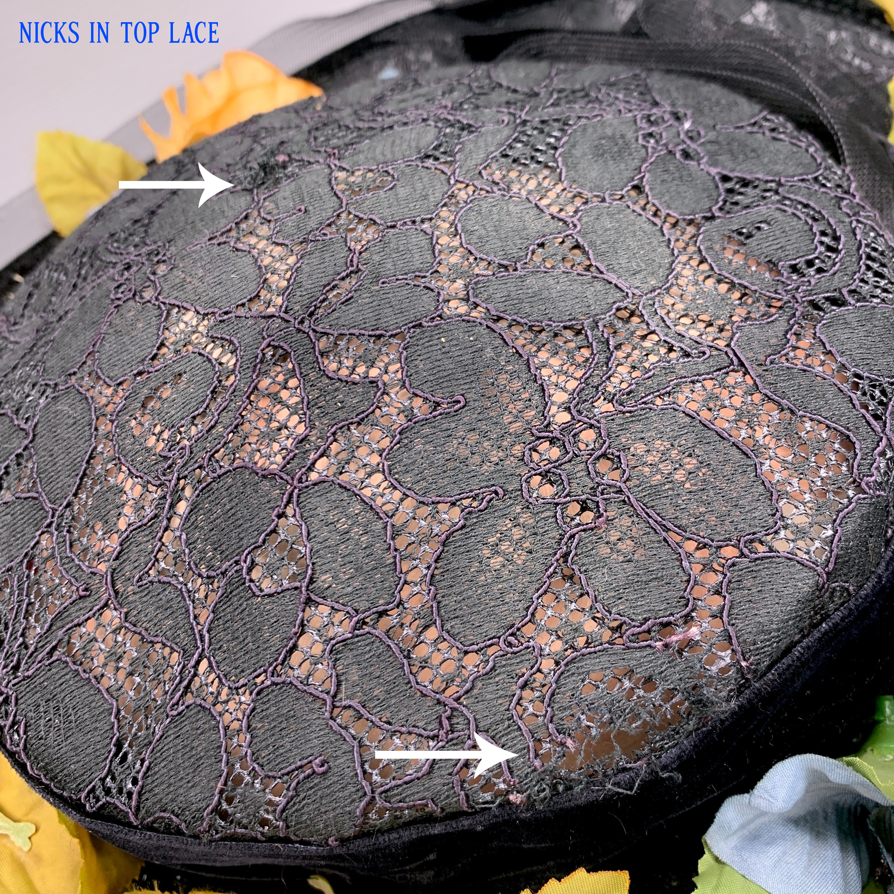 50s/60s Black Lace Goth Floral Wide Brim Tilt Hat By Vivi by Elite - Image 6