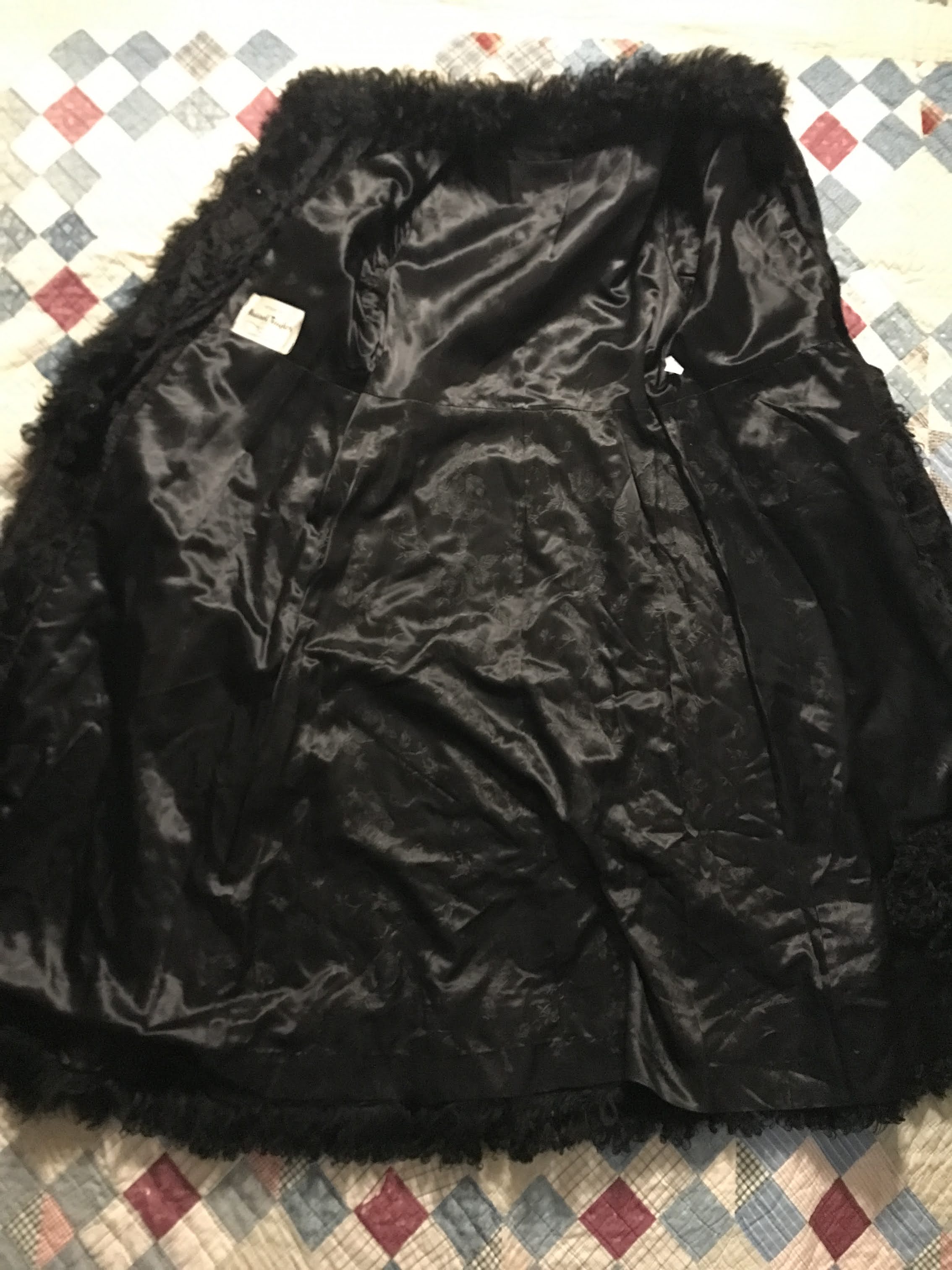 50s/60s Black Velvet Curly Mongolian Lamb Fur Duster Coat By Russell Taylor - Image 12
