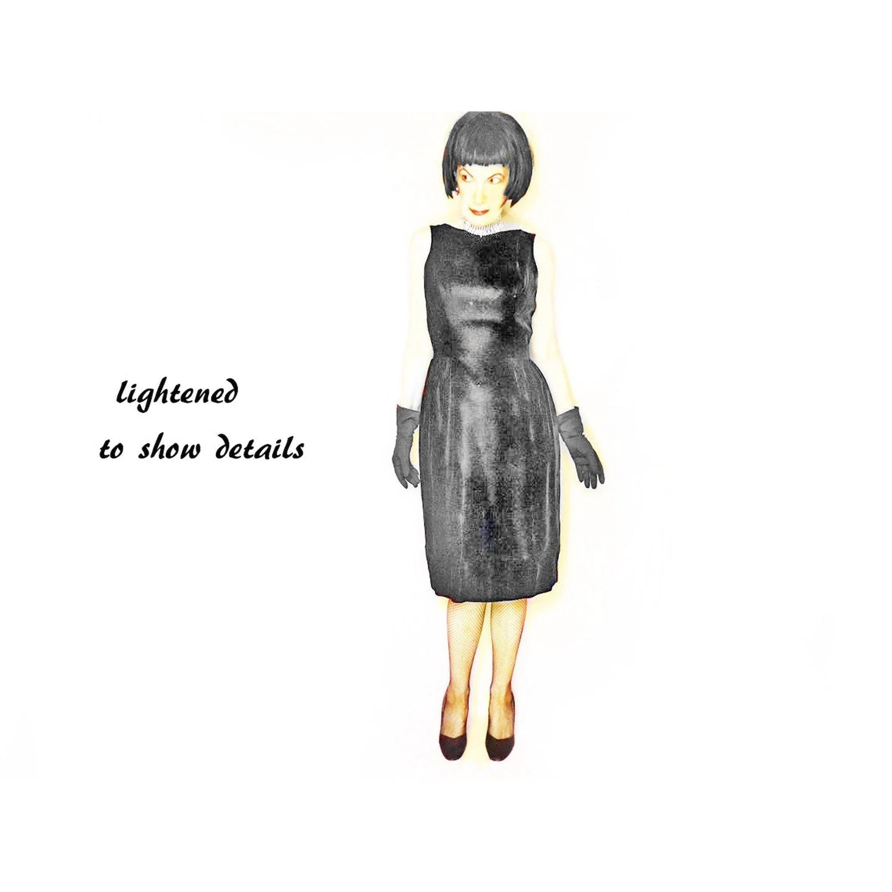 50s/60s Black Velvet Minimalist Sheath Dress Casino Lounge - Image 6