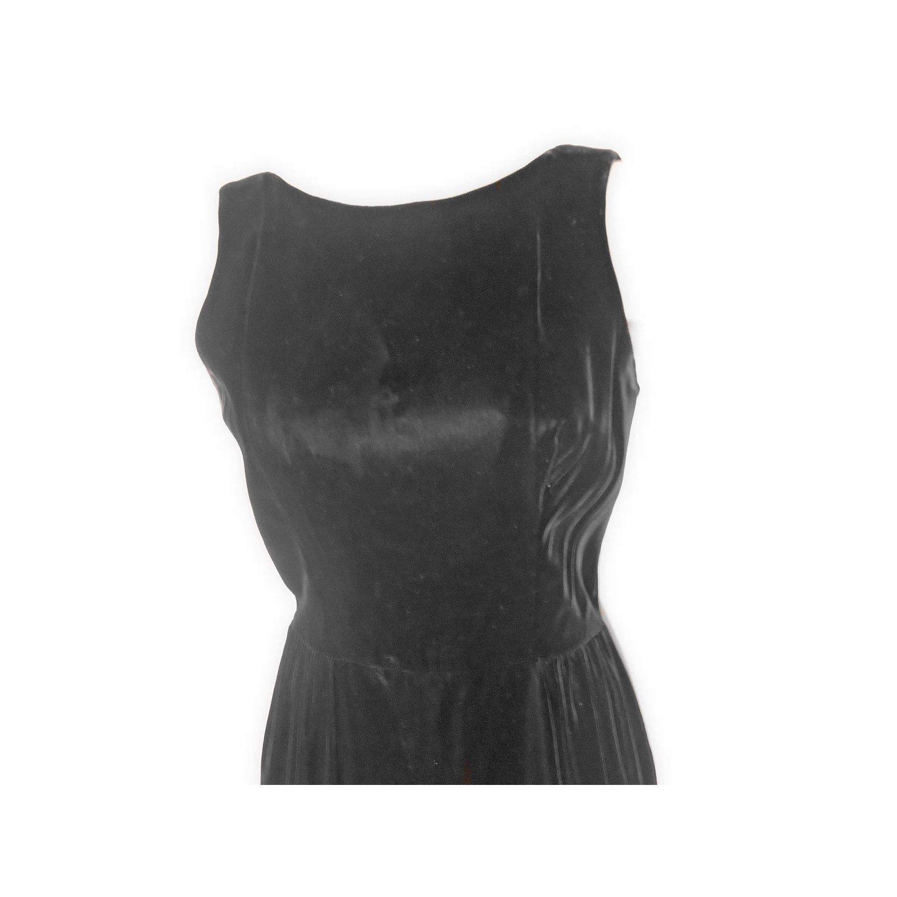 50s/60s Black Velvet Minimalist Sheath Dress Casino Lounge - Image 9