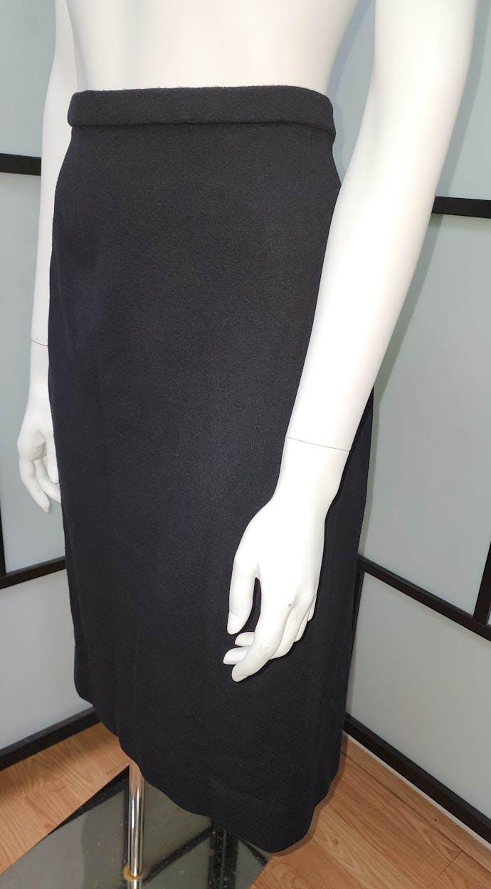 50s/60s Black Wool Pencil Skirt Mid Century Rockabilly By Catalina - Image 3