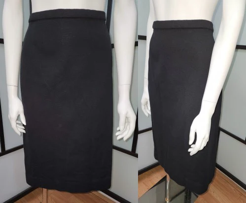 50s/60s Black Wool Pencil Skirt Mid Century Rockabilly By Catalina - Image 4