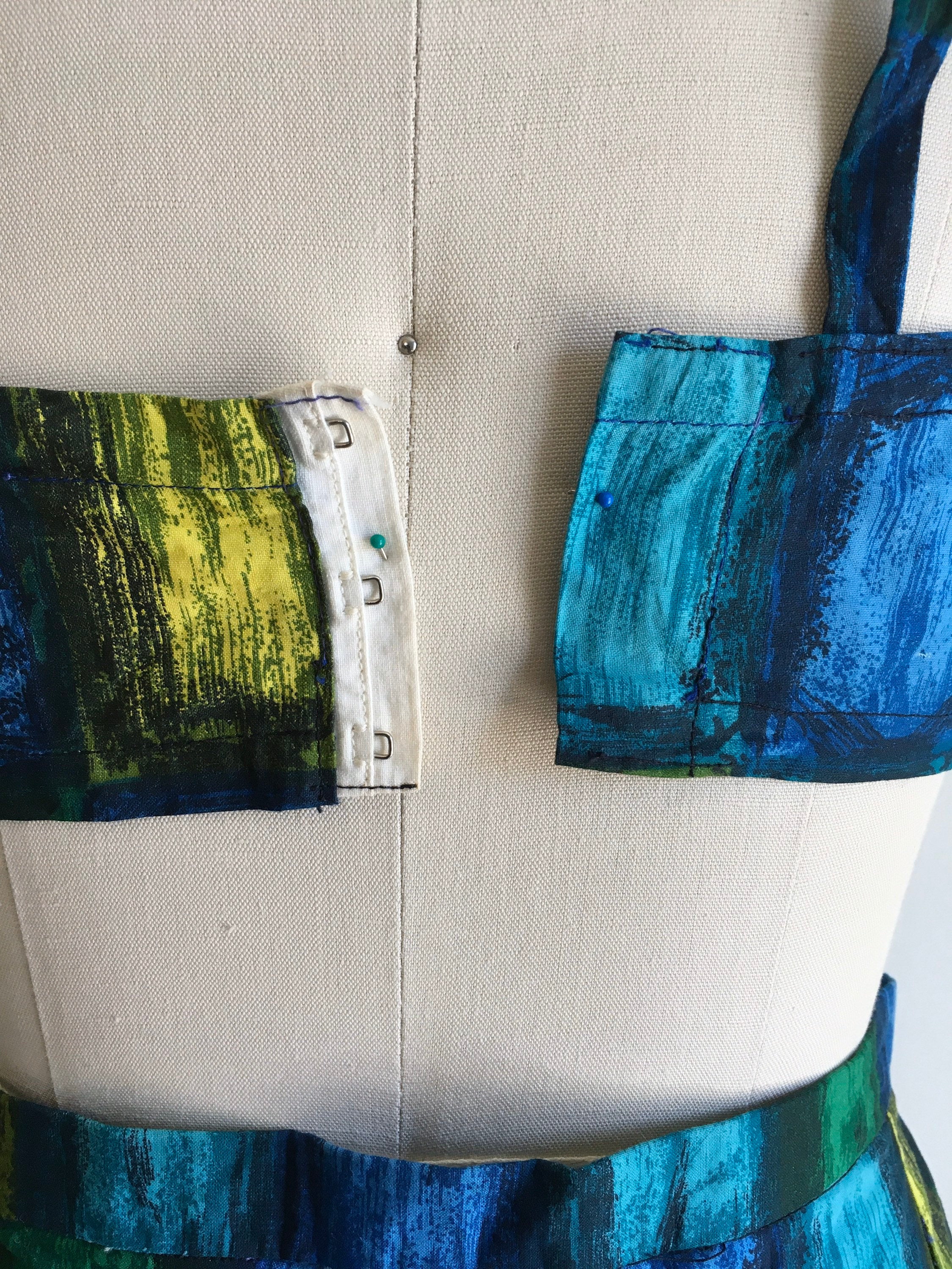50's/60's Blue Green and Yellow Geometric Print Bikini by Myers - Image 6
